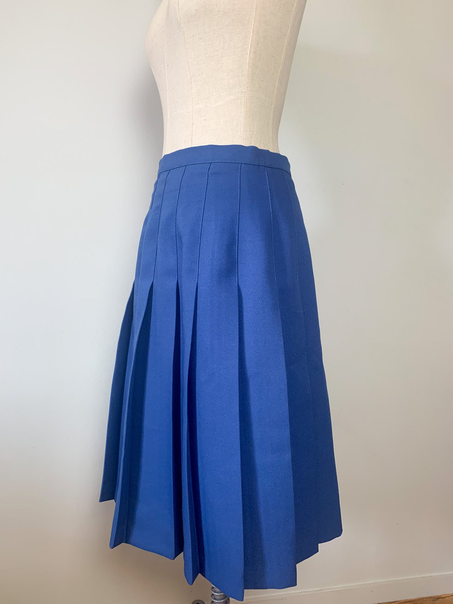 Jupe Plissée Vintage Midi Bleu Royal - Années 70/80 - Élégance Classique Rétro - T. 38 FR (M)