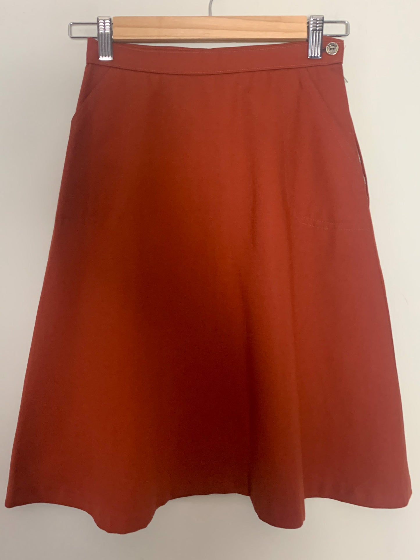 Jupe Trapèze Vintage Années 70 - Marron Brique - T. 32/34