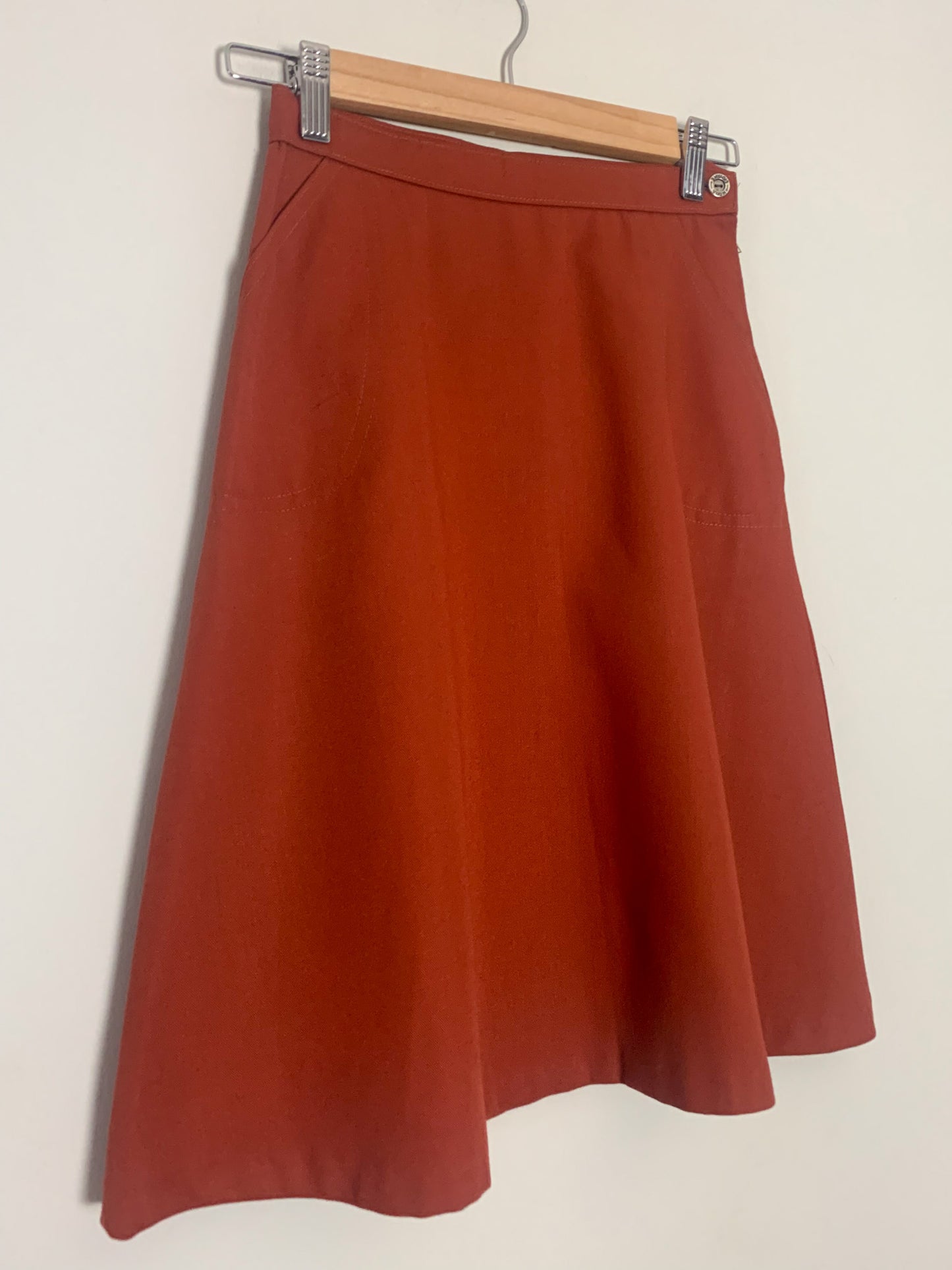 Jupe Trapèze Vintage Années 70 - Marron Brique - T. 32/34