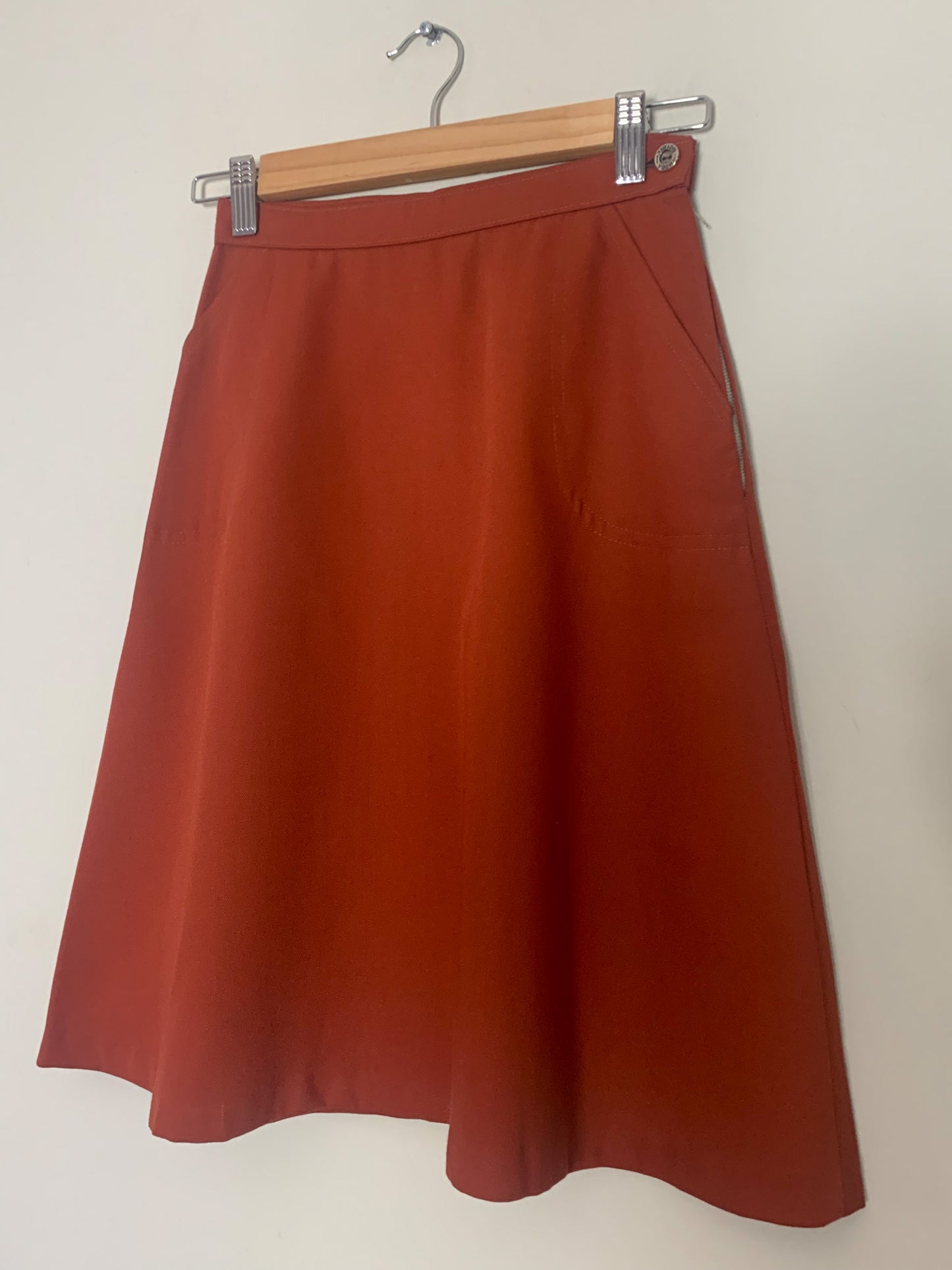 Jupe Trapèze Vintage Années 70 - Marron Brique - T. 32/34