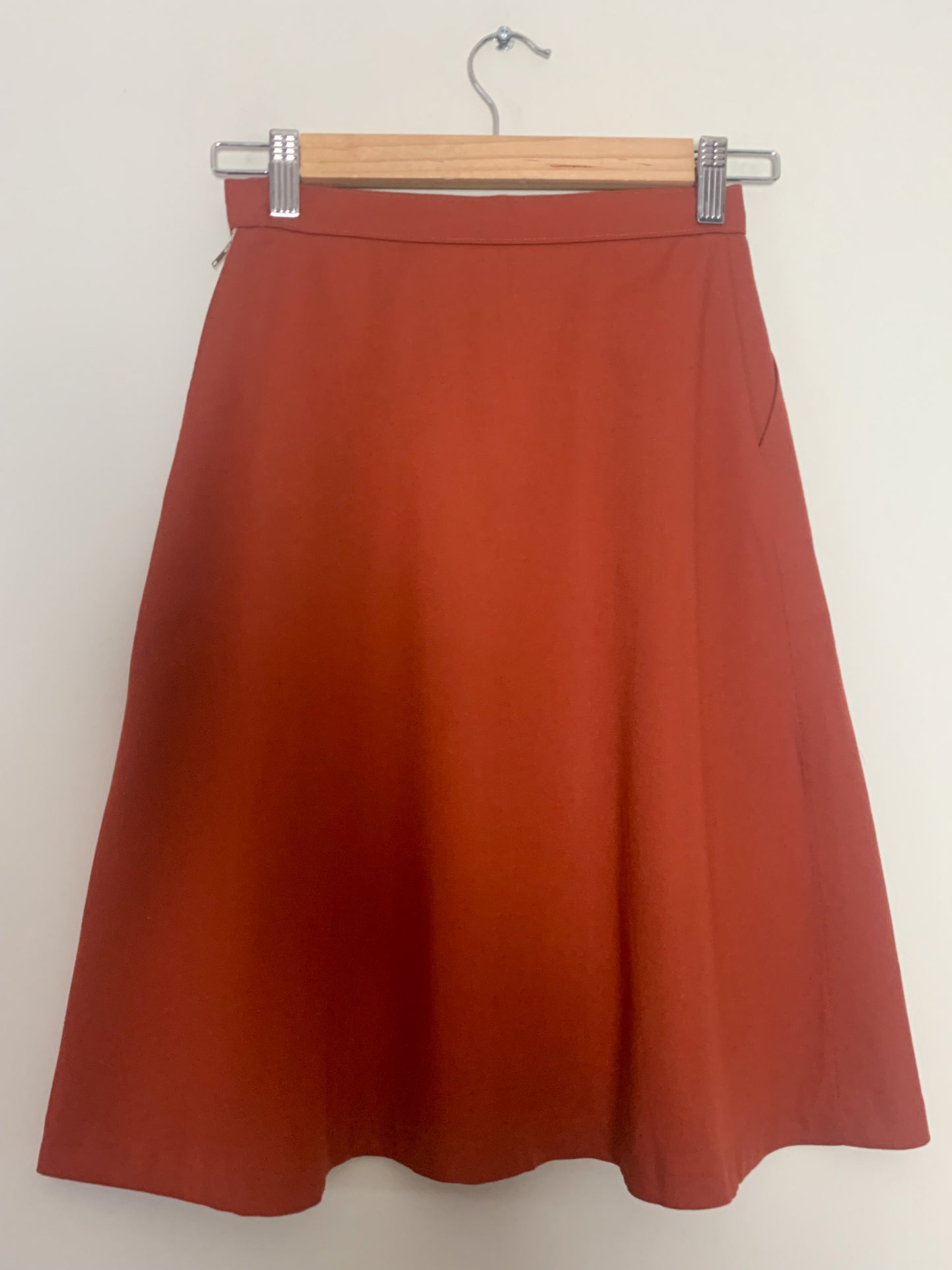 Jupe Trapèze Vintage Années 70 - Marron Brique - T. 32/34