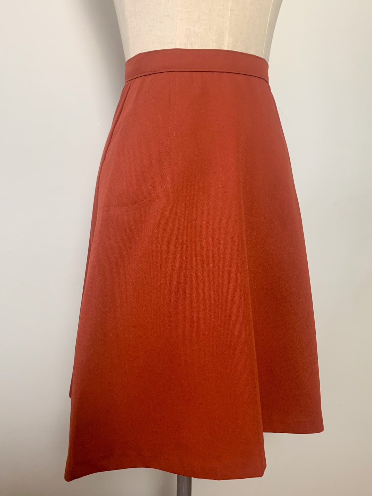 Jupe Trapèze Vintage Années 70 - Marron Brique - T. 32/34