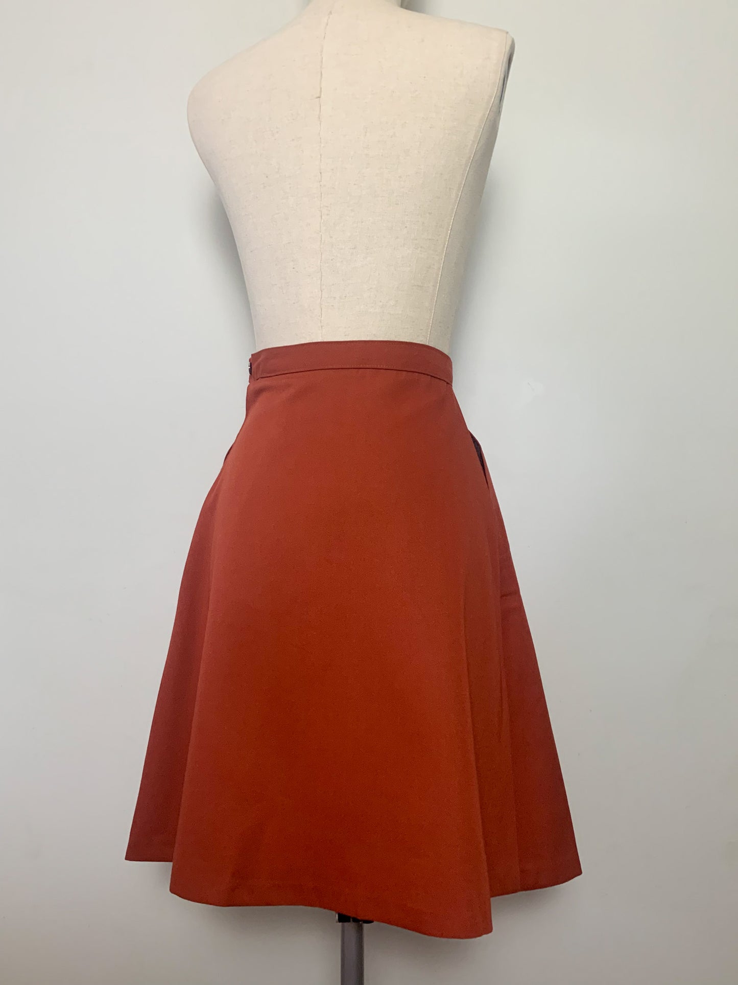Jupe Trapèze Vintage Années 70 - Marron Brique - T. 32/34