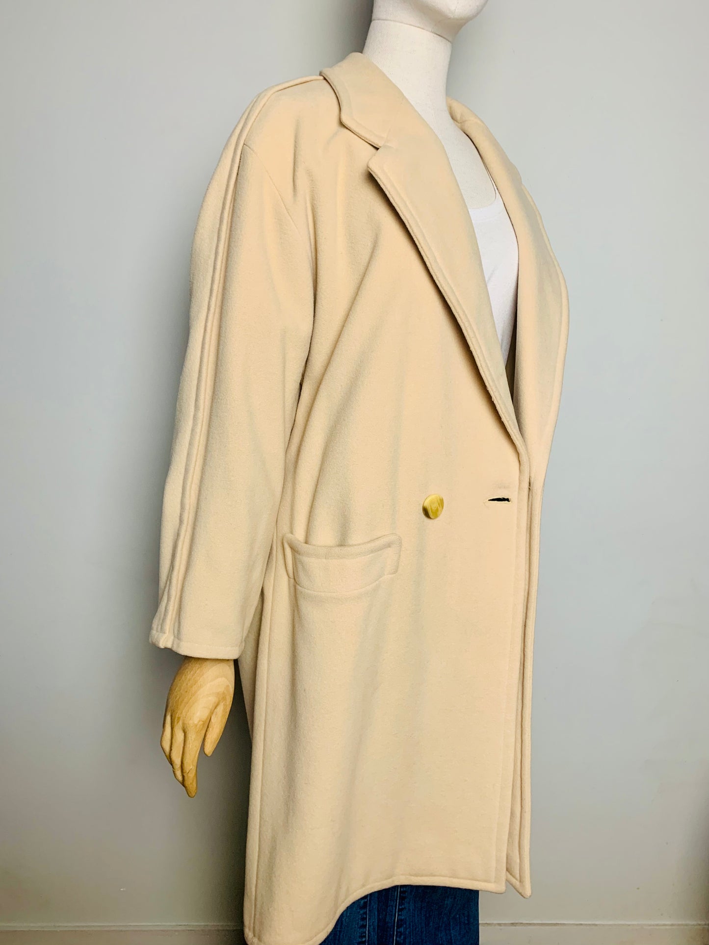 Manteau Vintage en Laine Fabriqué en France - Butter Yellow - T. 38