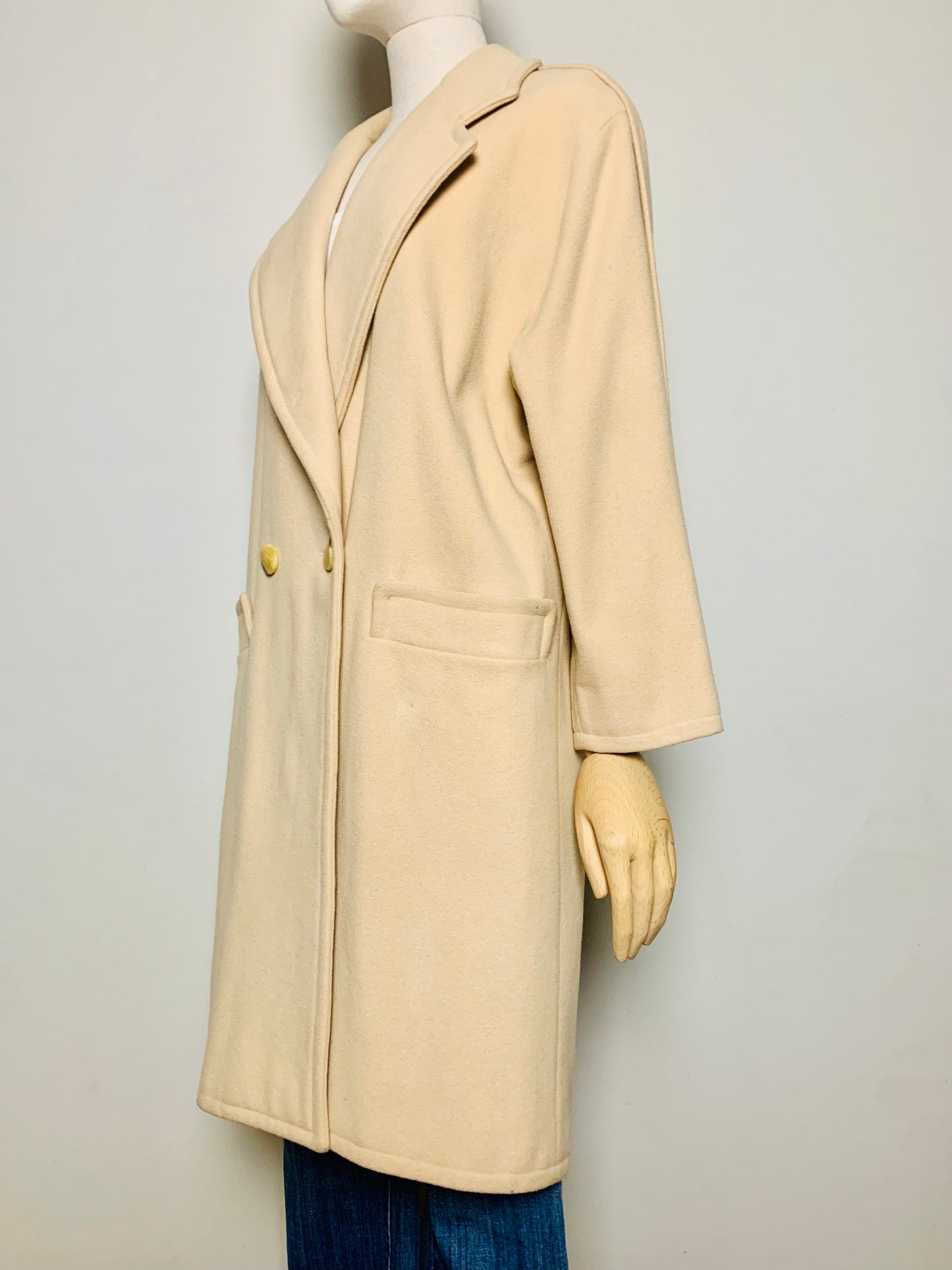 Manteau Vintage en Laine Fabriqué en France - Butter Yellow - T. 38