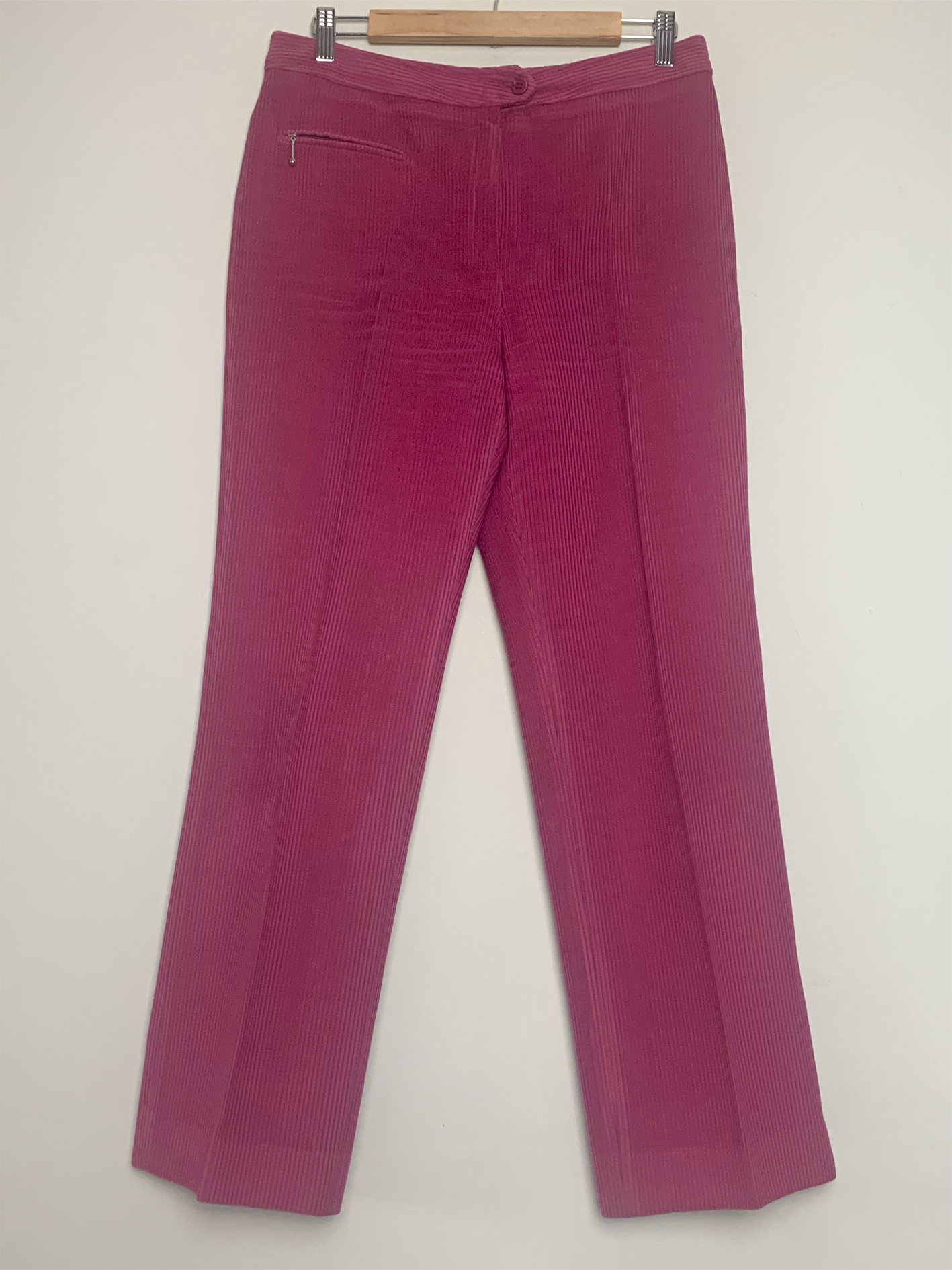 Pantalon femme velours côtelé rose vintage