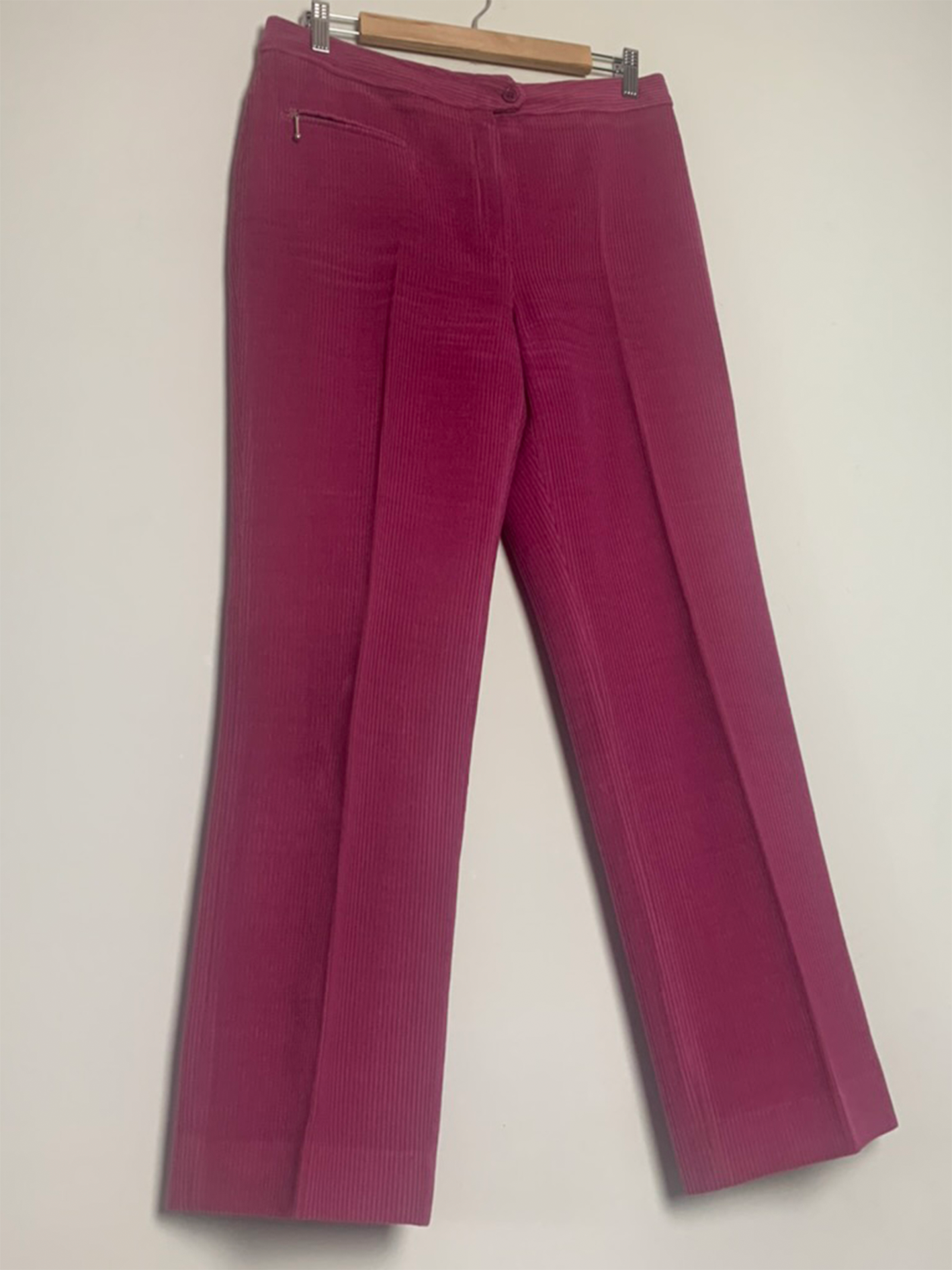 Pantalon femme velours côtelé rose vintage