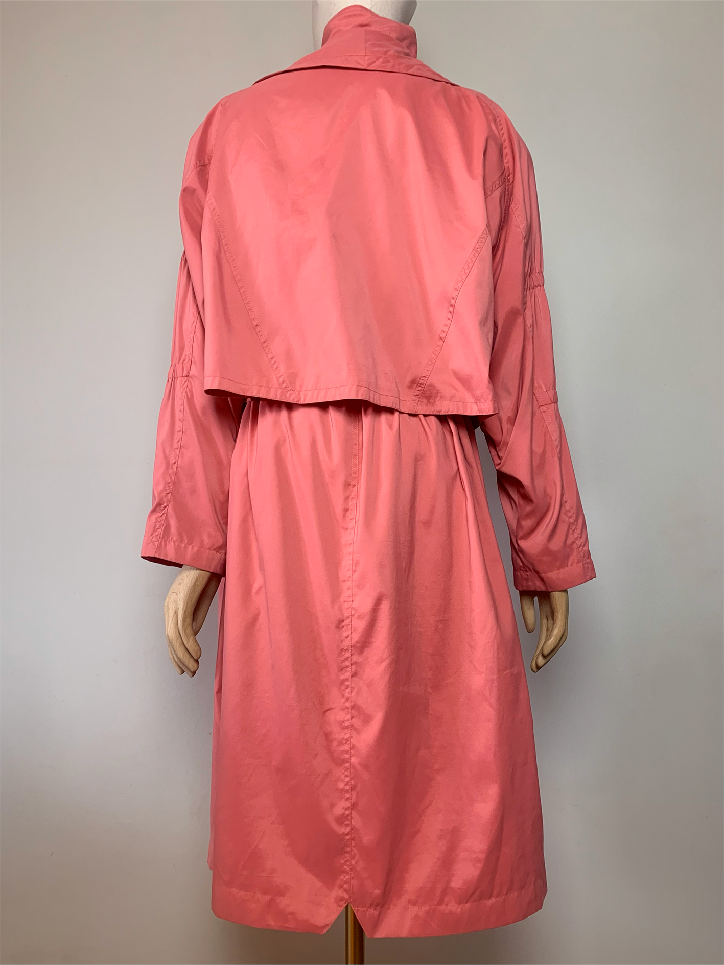 Trench parka imperméable long mi saison femme rose corail vintage