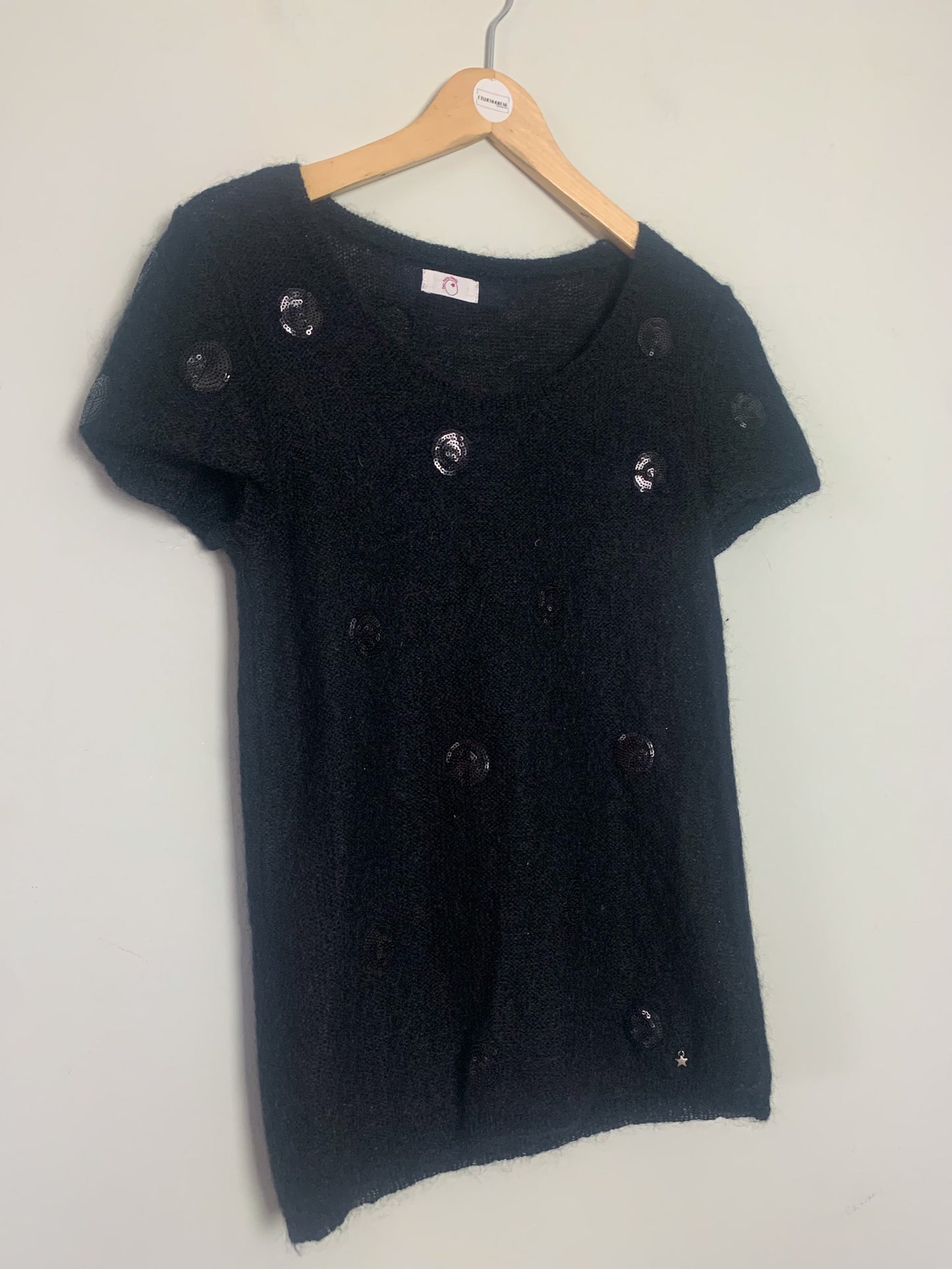 Pull Des Petits Hauts en Kid Mohair et Sequins - Noir - T. 38
