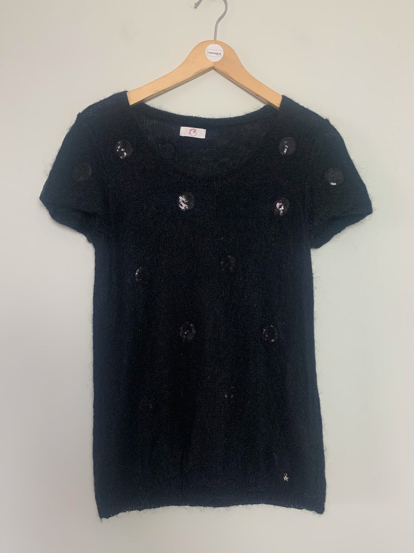 Pull Des Petits Hauts en Kid Mohair et Sequins - Noir - T. 38