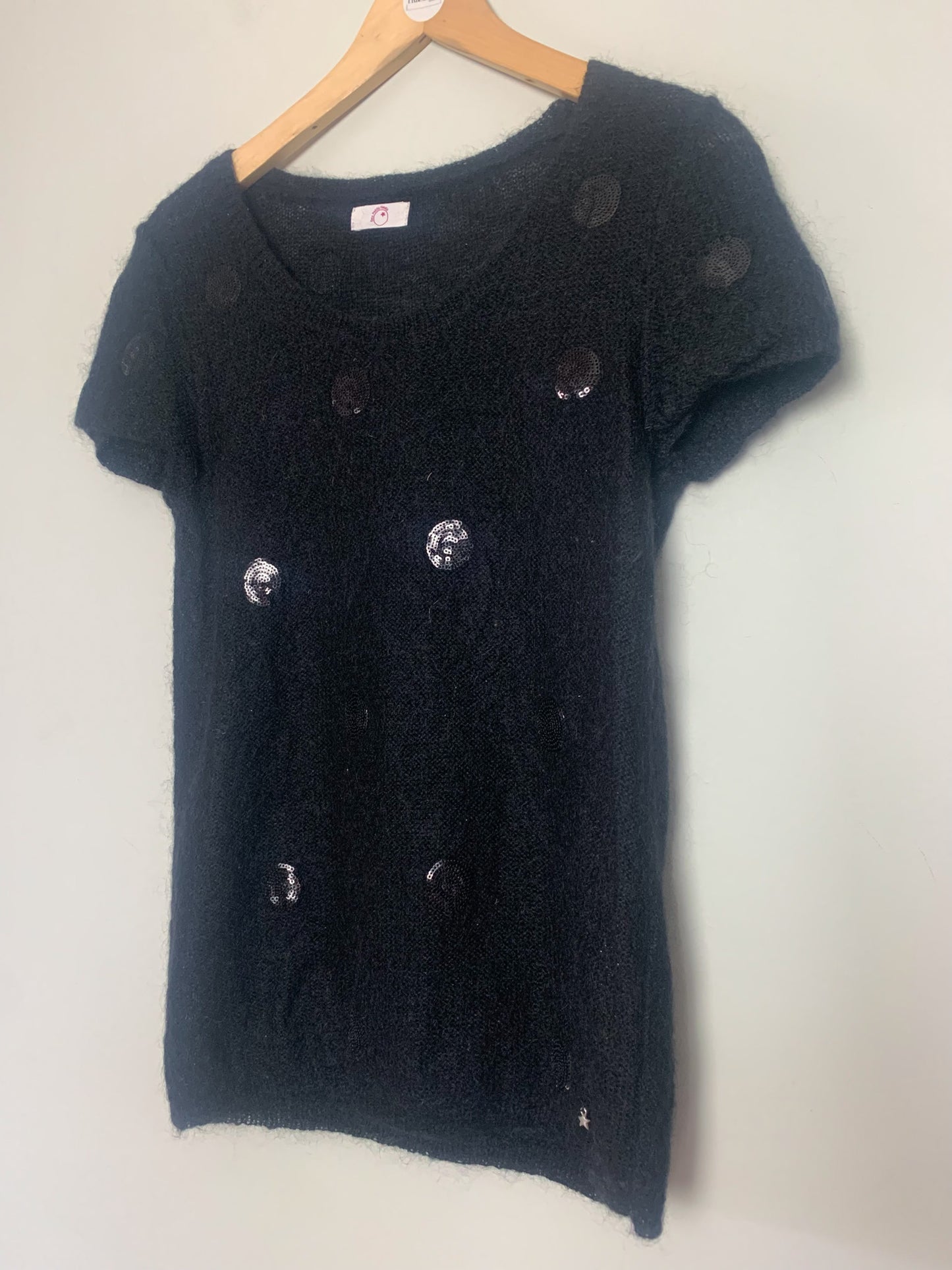 Pull Des Petits Hauts en Kid Mohair et Sequins - Noir - T. 38