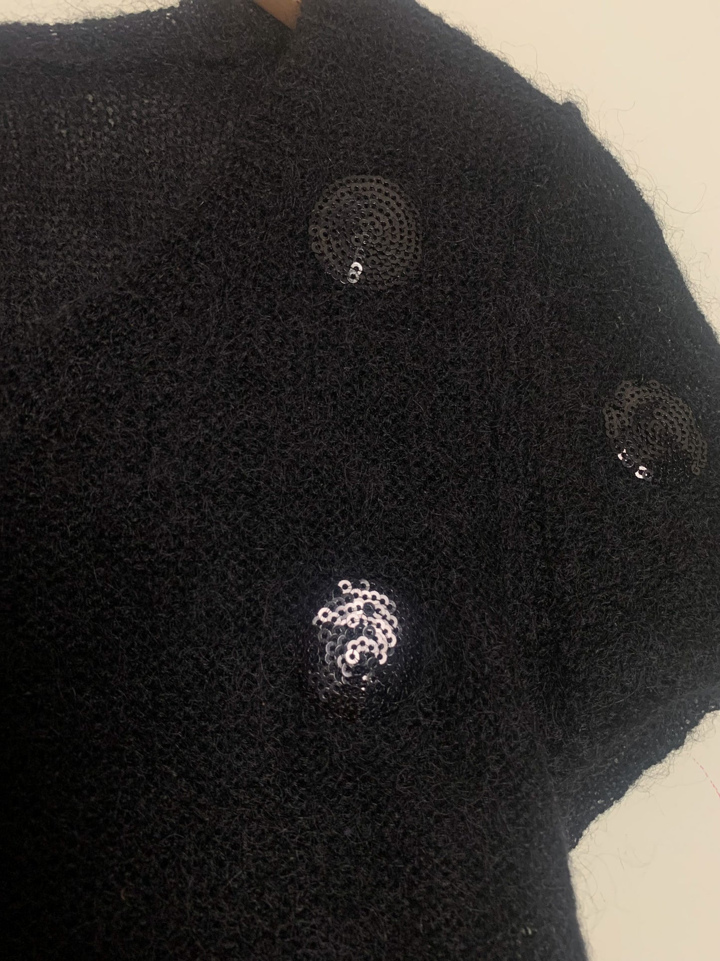 Pull Des Petits Hauts en Kid Mohair et Sequins - Noir - T. 38