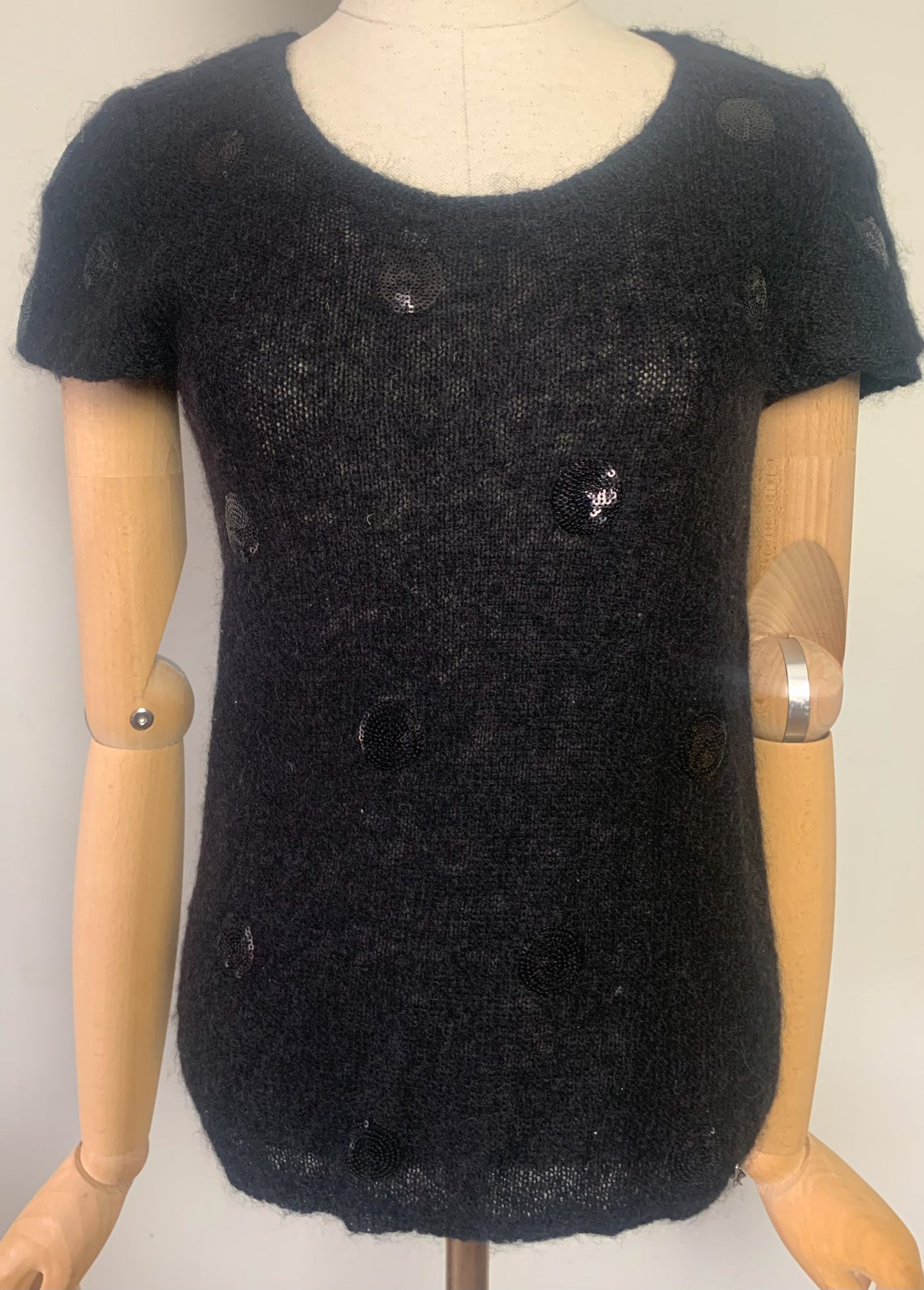 Pull Des Petits Hauts en Kid Mohair et Sequins - Noir - T. 38