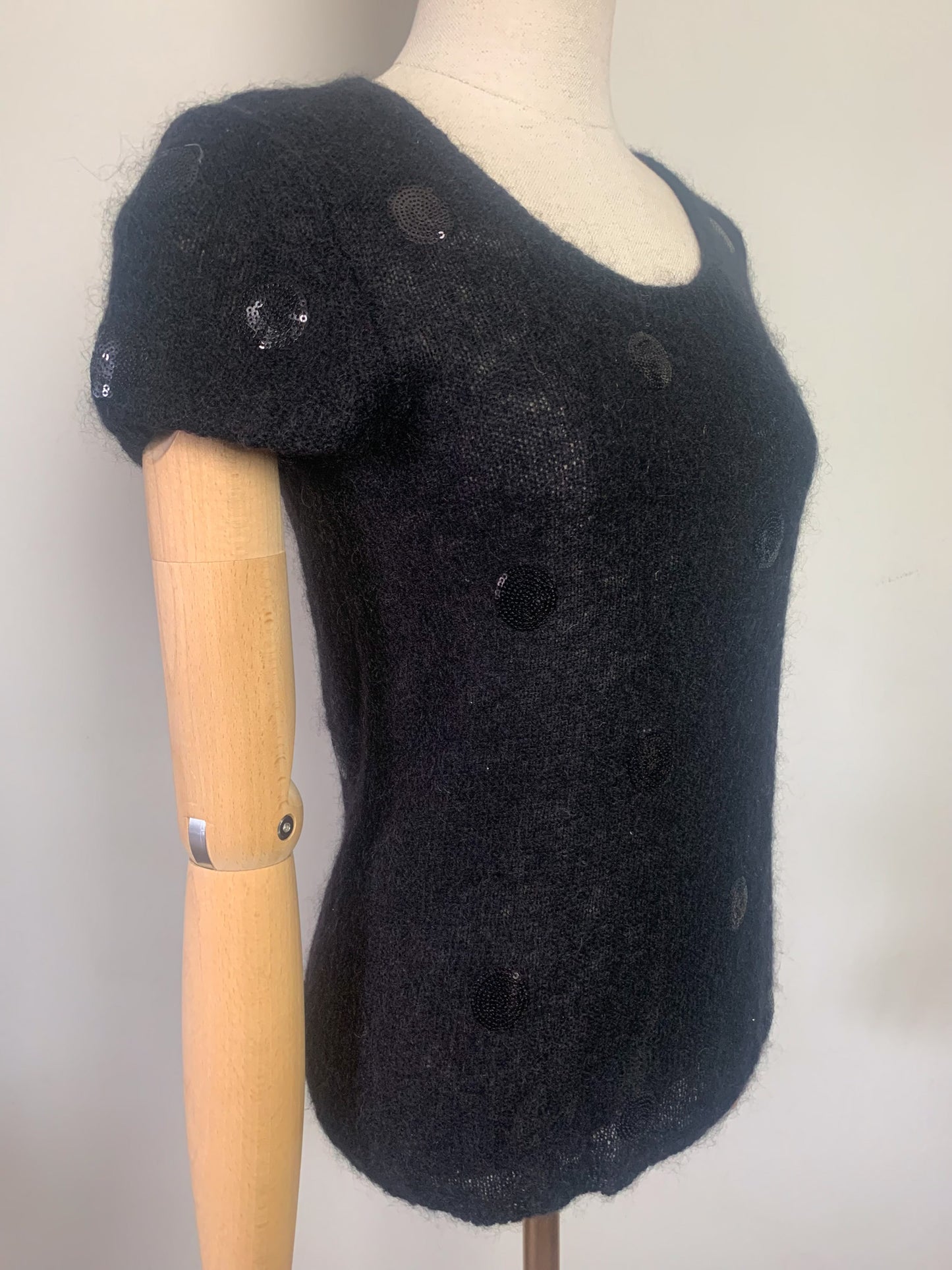 Pull Des Petits Hauts en Kid Mohair et Sequins - Noir - T. 38