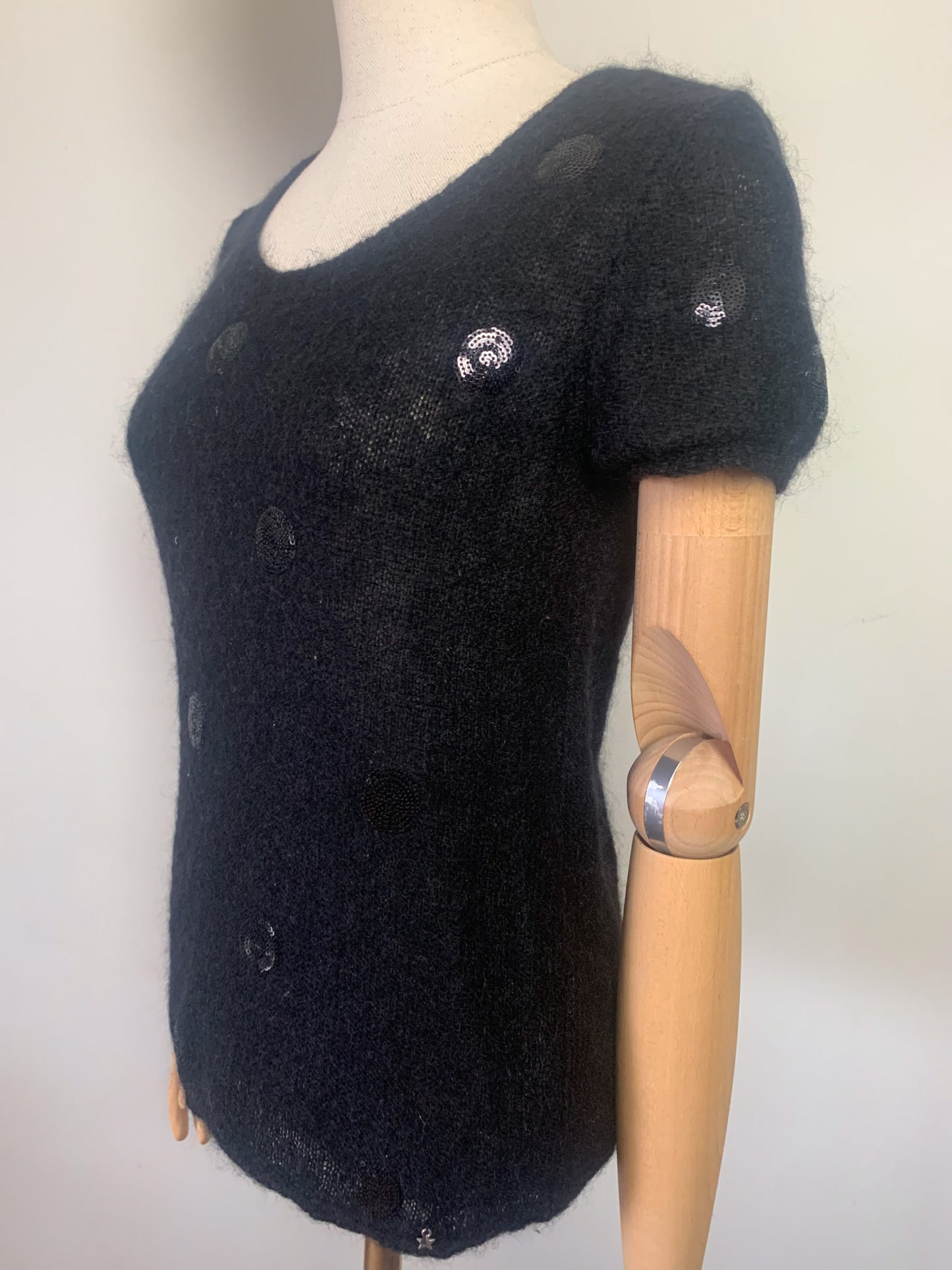 Pull Des Petits Hauts en Kid Mohair et Sequins - Noir - T. 38