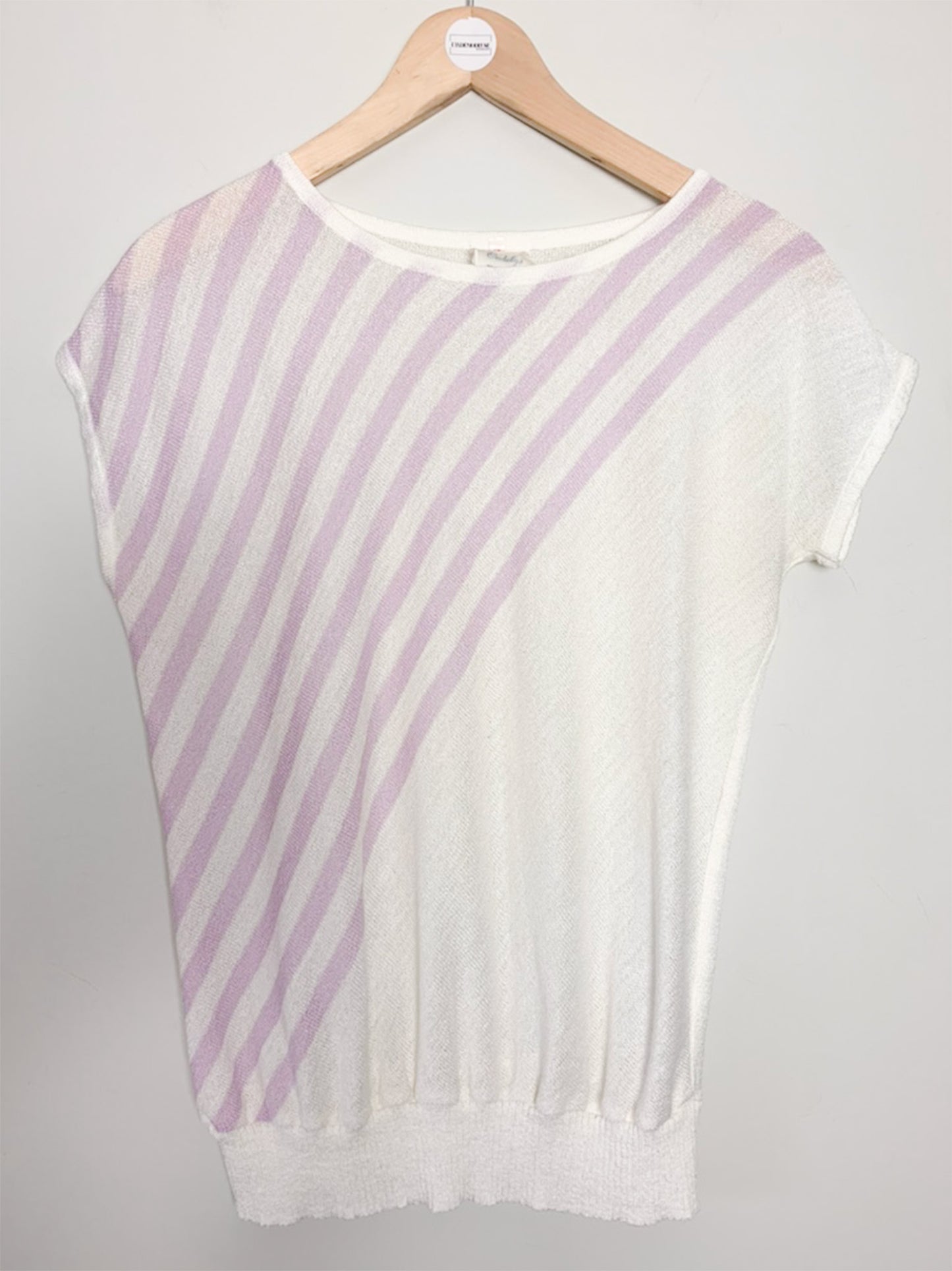 Top en Maille Vintage Ondelys - Manches Courtes Rayées - Taille S