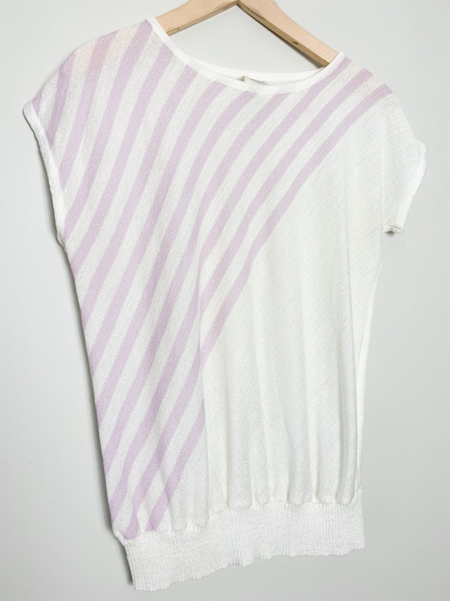 Top en Maille Vintage Ondelys - Manches Courtes Rayées - Taille S