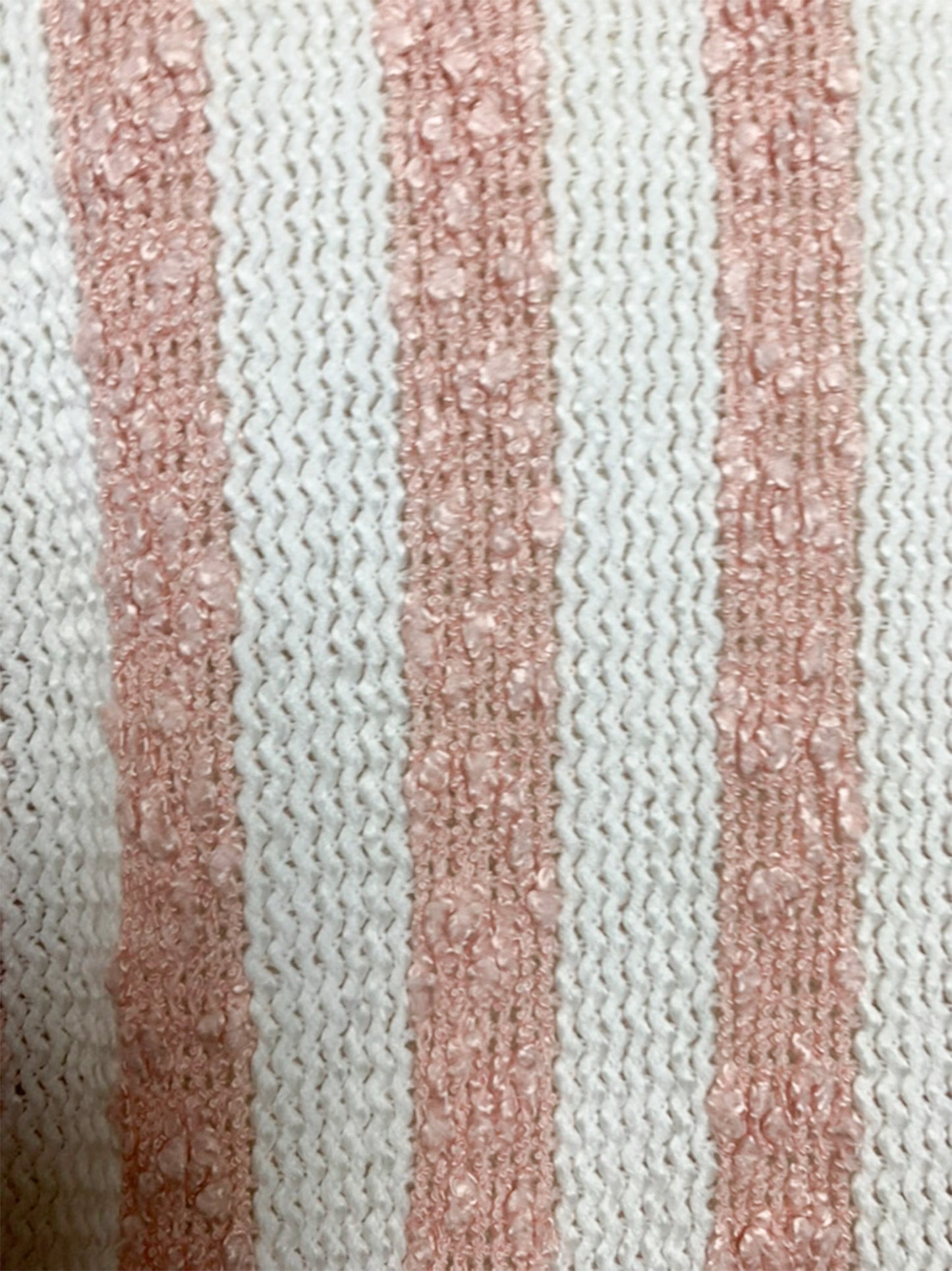 Pull Vintage C&A - Col Cheminée Rayé Rose & Blanc - T. 38/40
