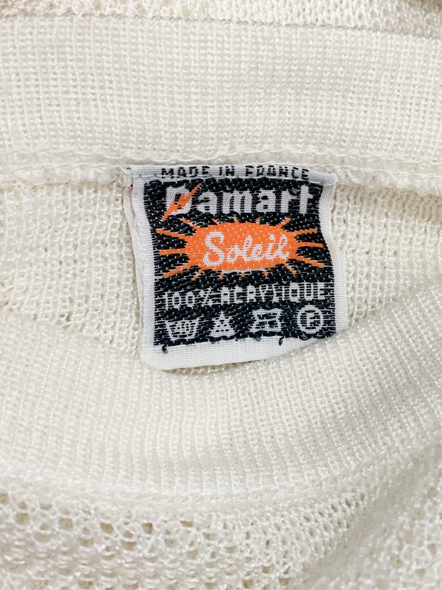 Pull fin en maille ajouré blanc vintage Damart