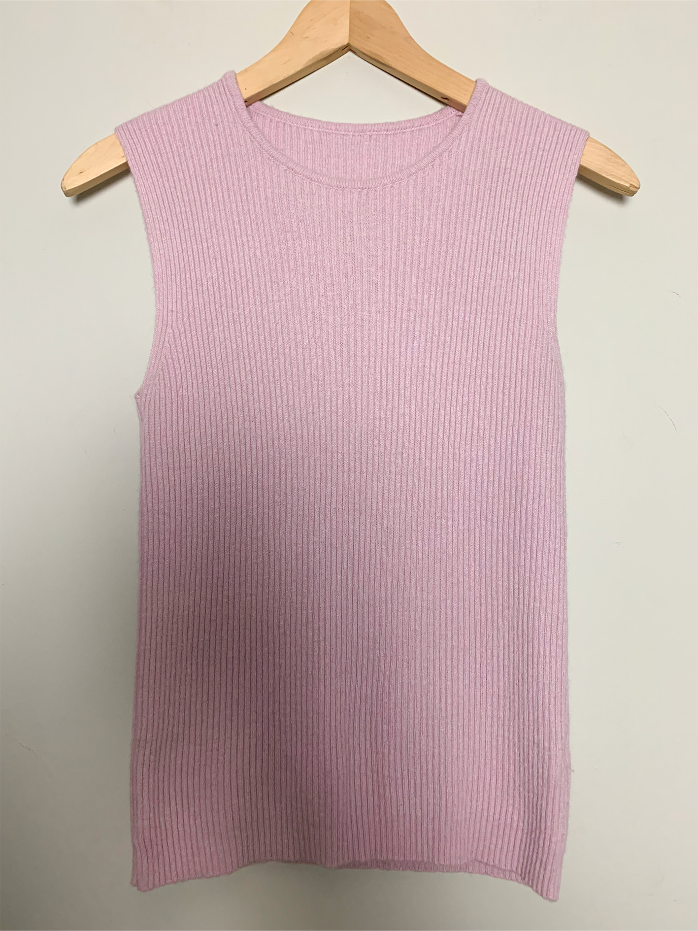 Pull sans manche rose mélange cachemire