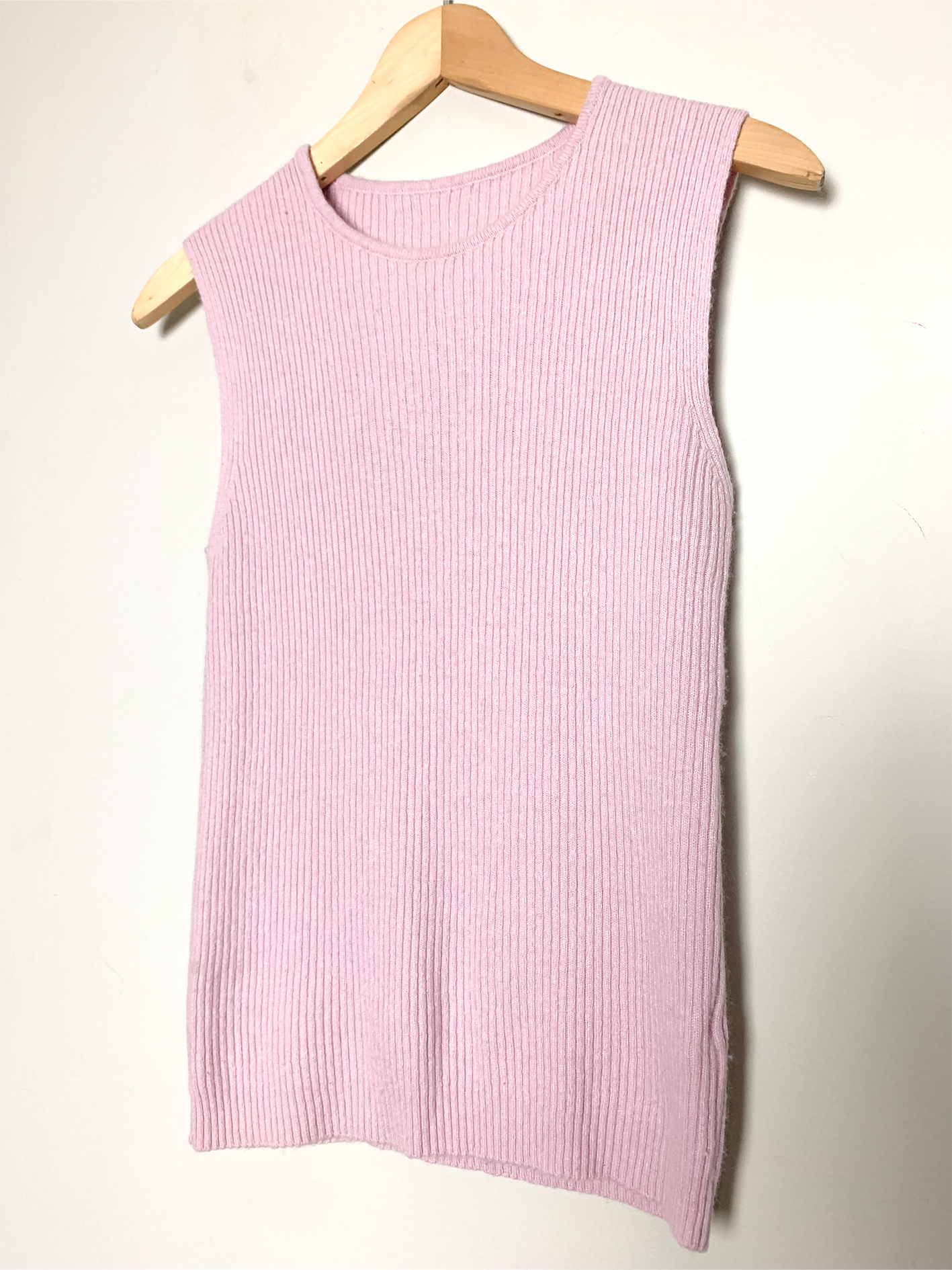 Pull sans manche rose mélange cachemire