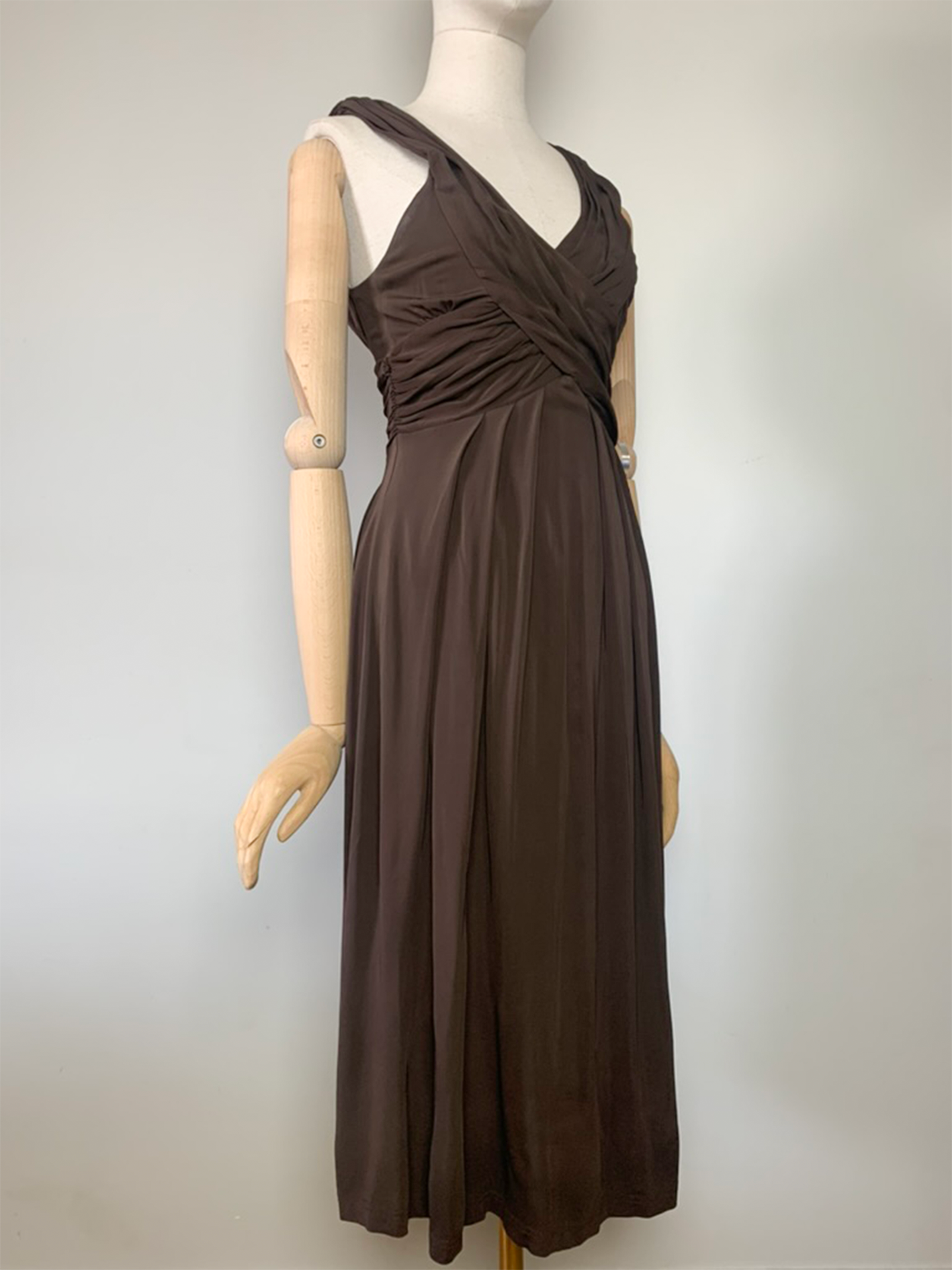 Robe midi glamour chic marron Caroll