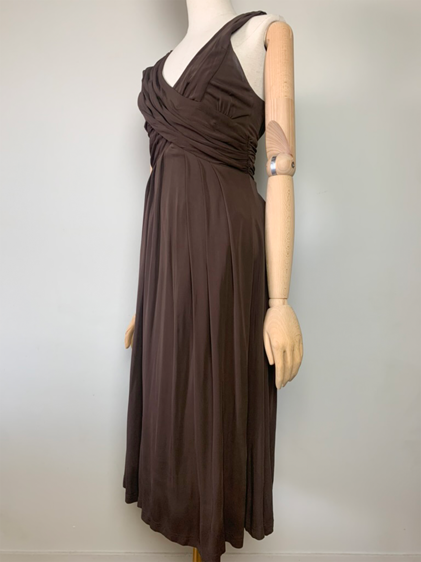Robe midi glamour chic marron Caroll