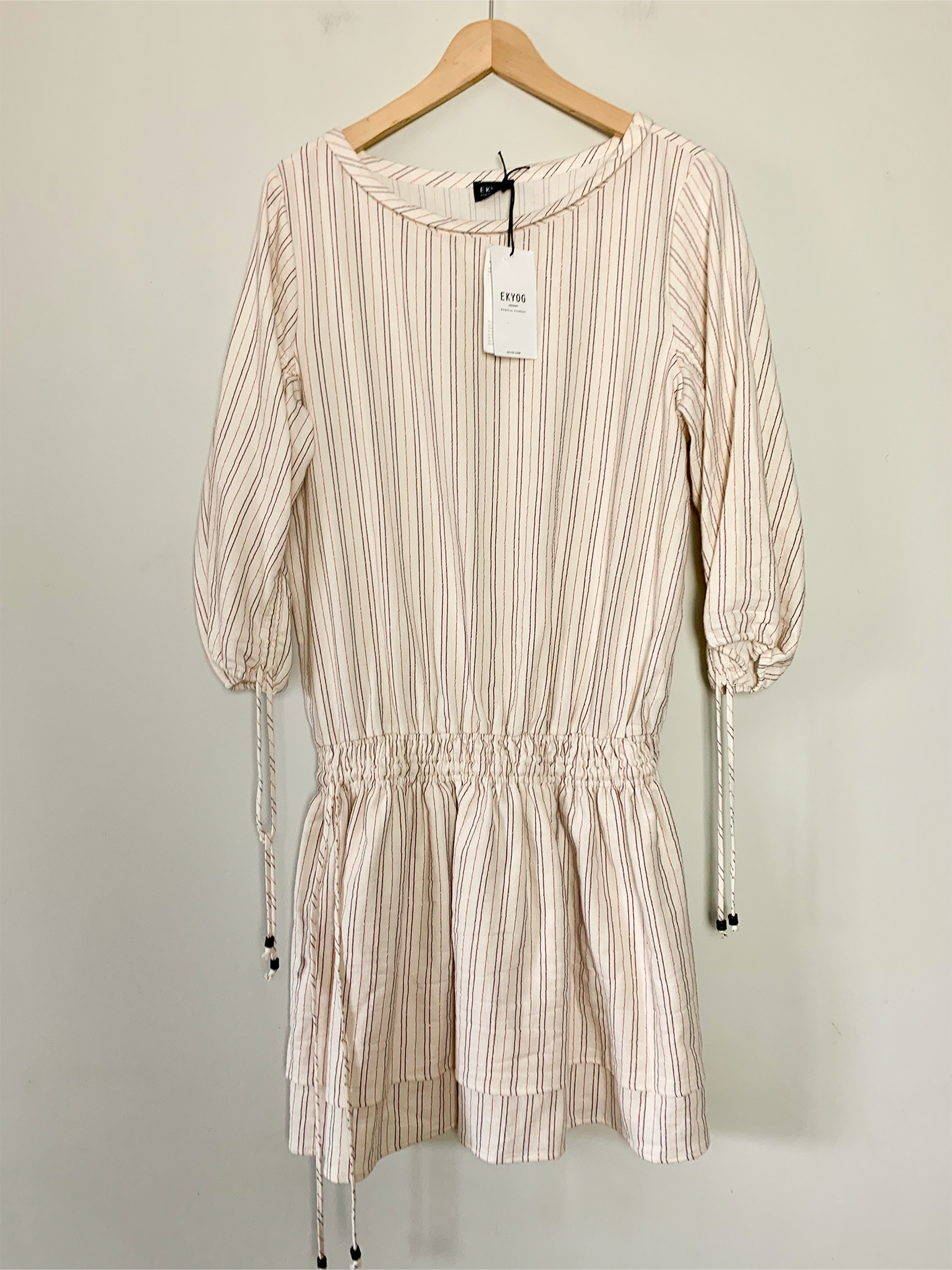 Robe en coton biologique crème rayée Ekyog
