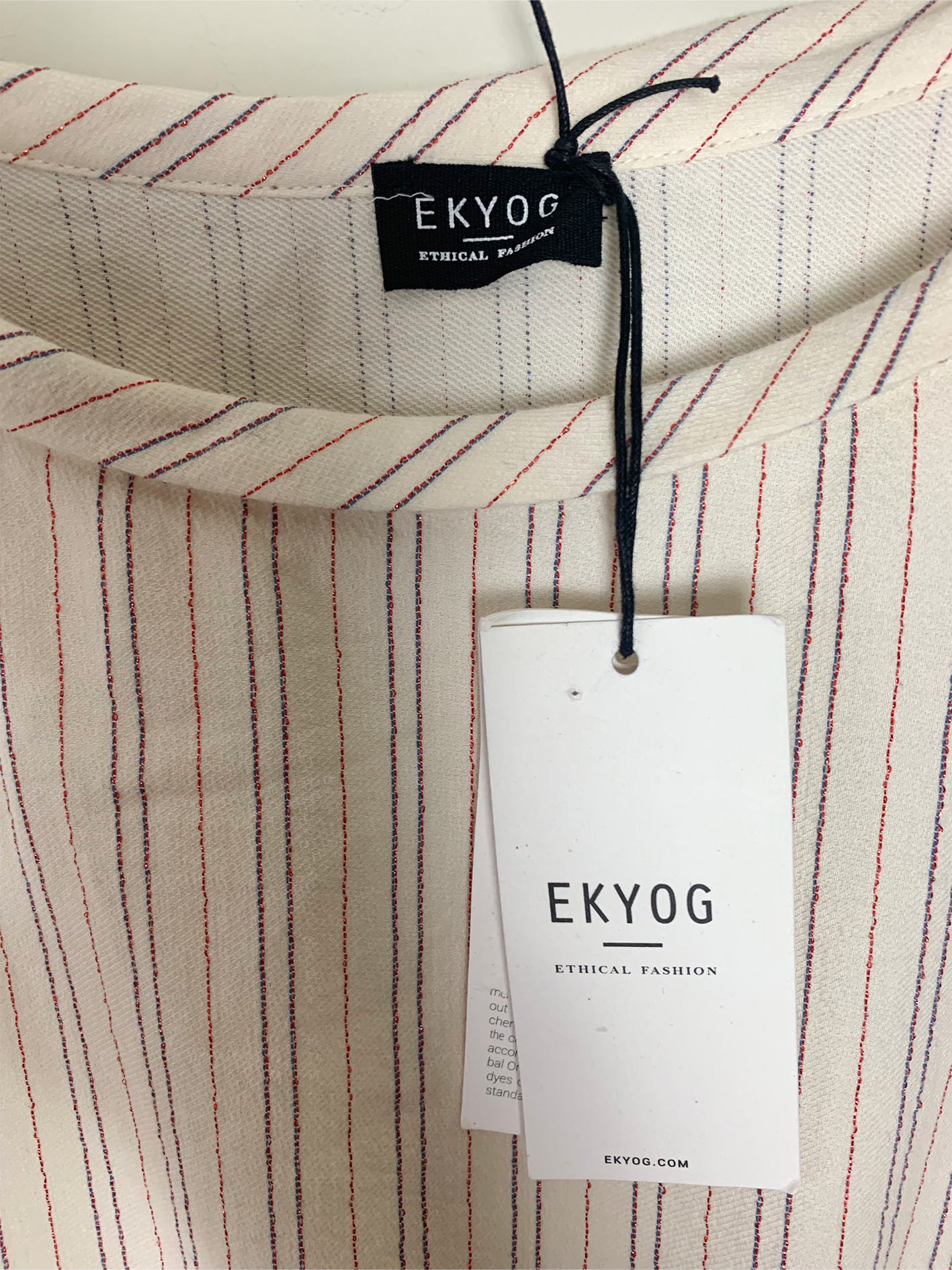 Robe en coton biologique crème rayée Ekyog