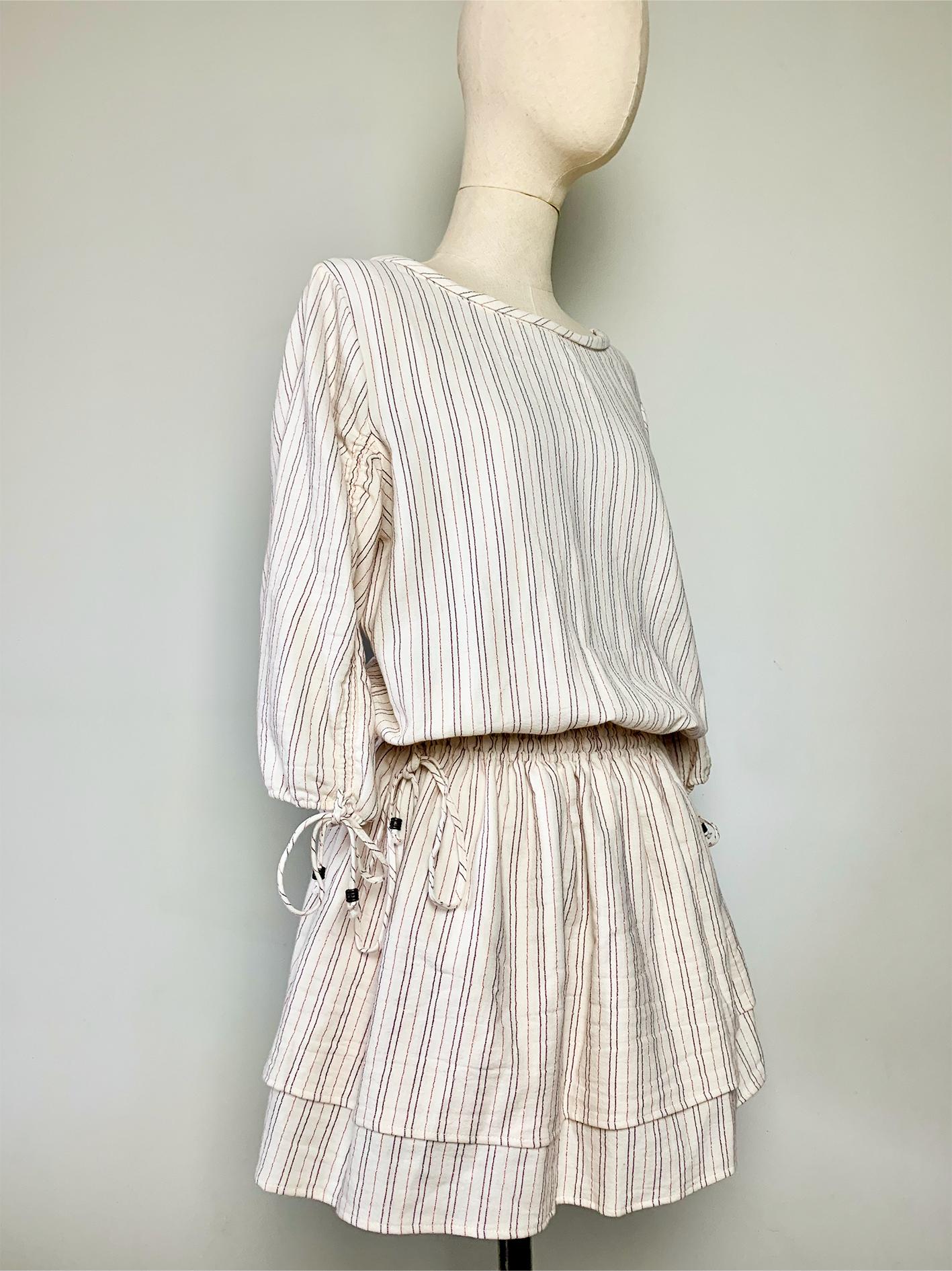 Robe en coton biologique crème rayée Ekyog