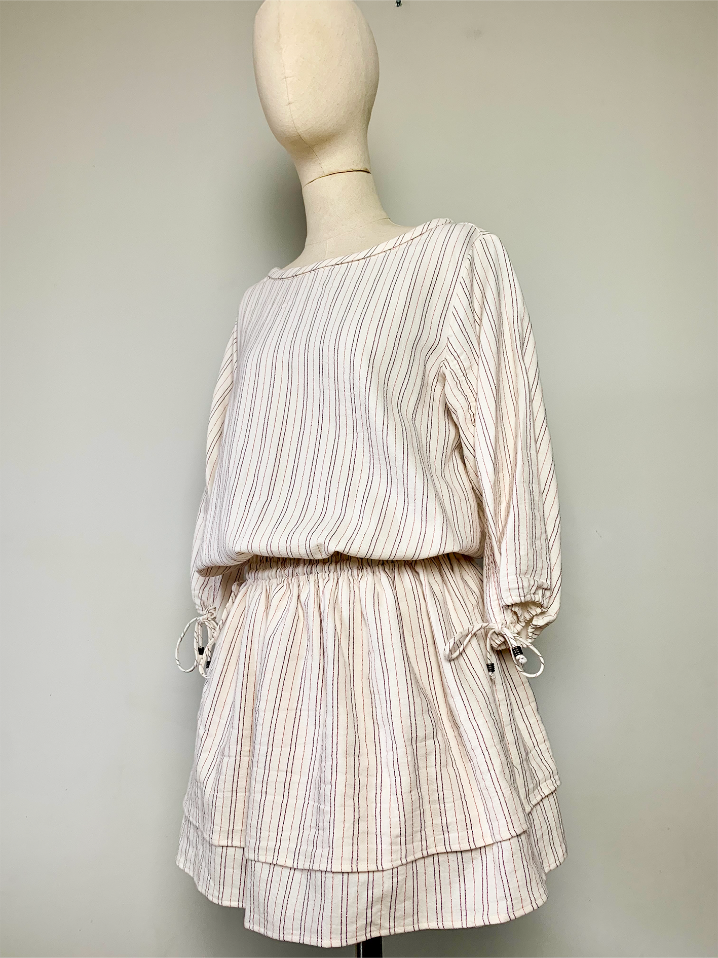 Robe en coton biologique crème rayée Ekyog