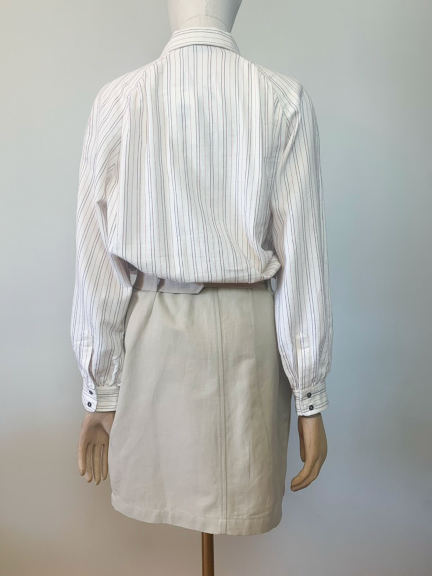 Robe en coton biologique et lin crème beige rayée Ekyog
