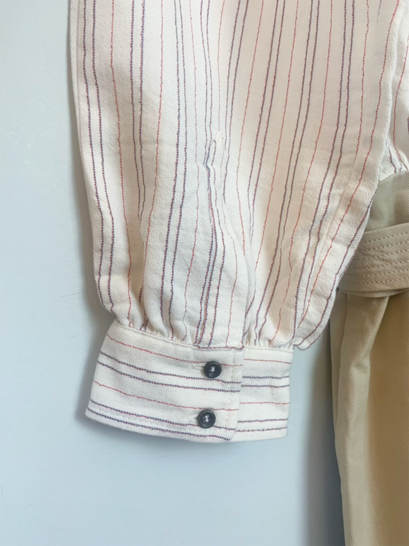 Robe en coton biologique et lin crème beige rayée Ekyog