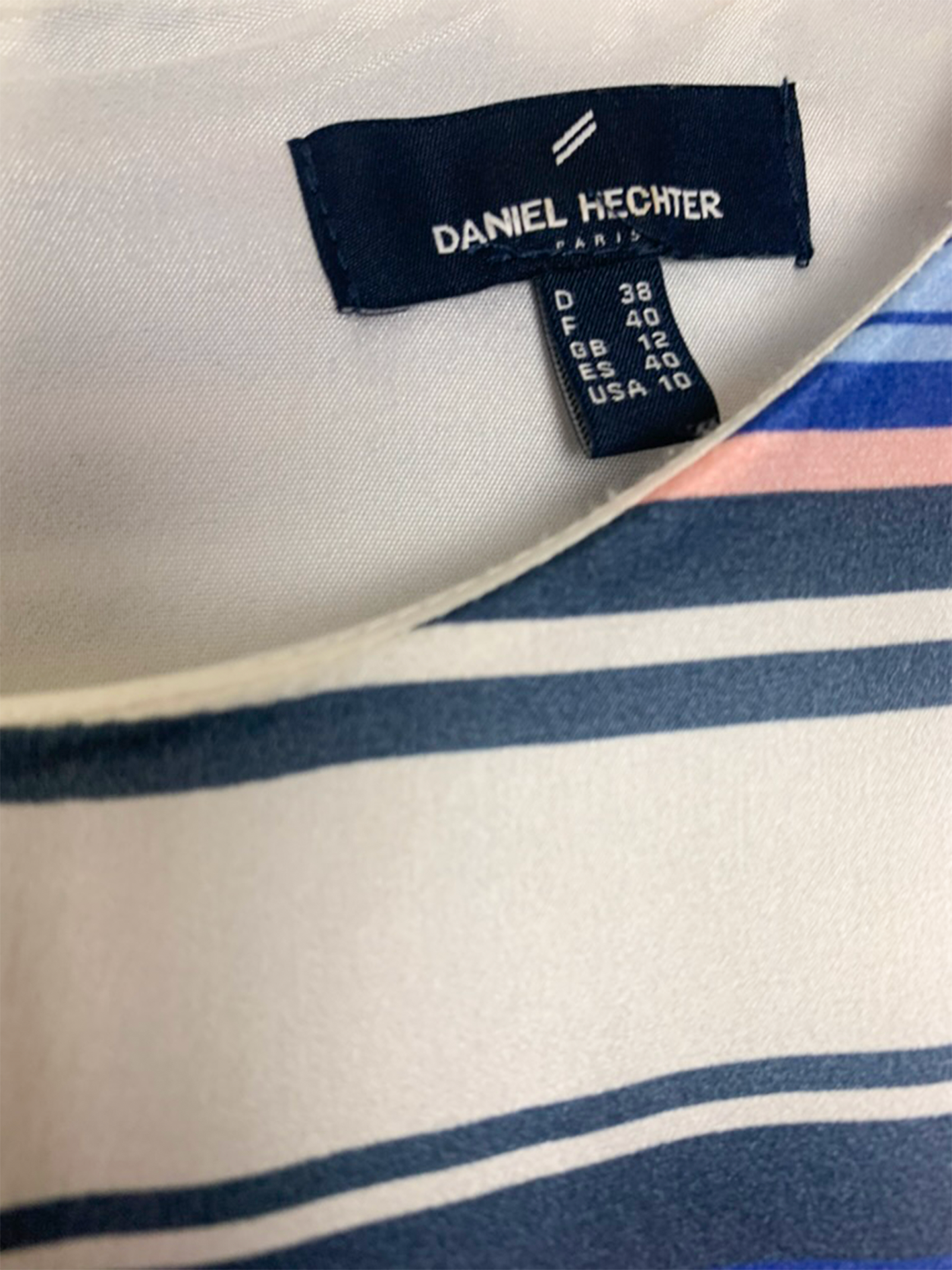 Robe chic coupe droite sans manche à rayures en soie vintage Daniel Hechter