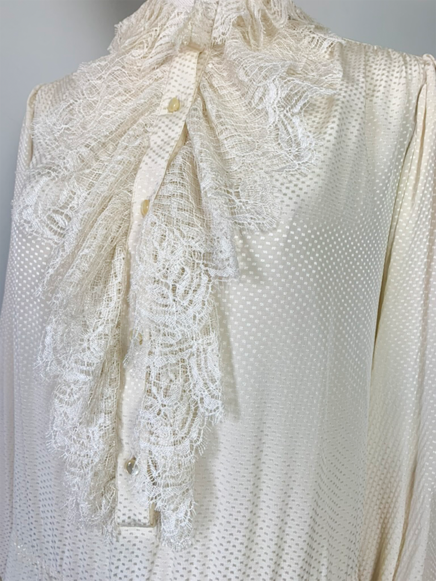 Robe midi bohème crème 100% soie vintage Ted Lapidus