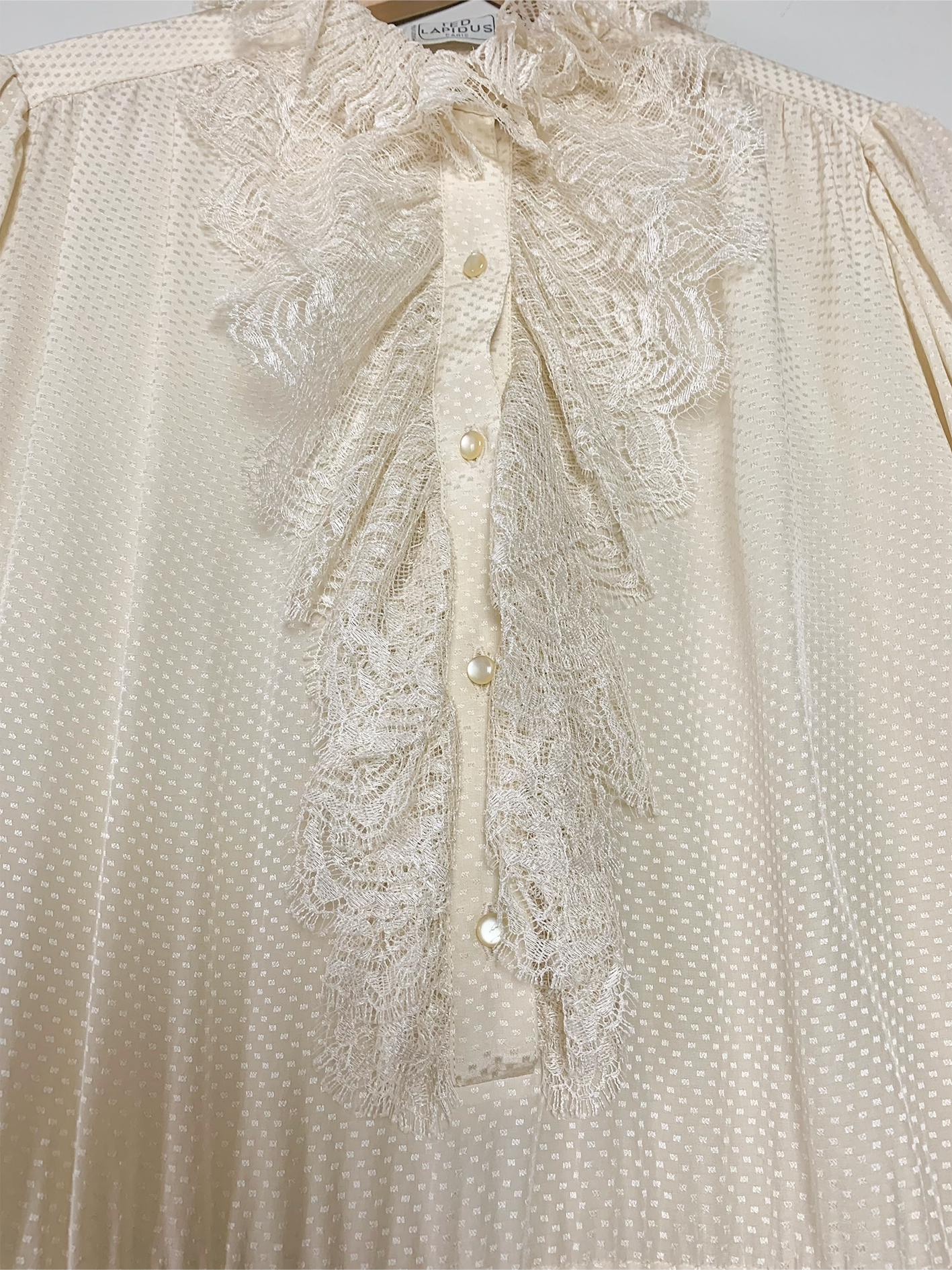 Robe midi bohème crème 100% soie vintage Ted Lapidus