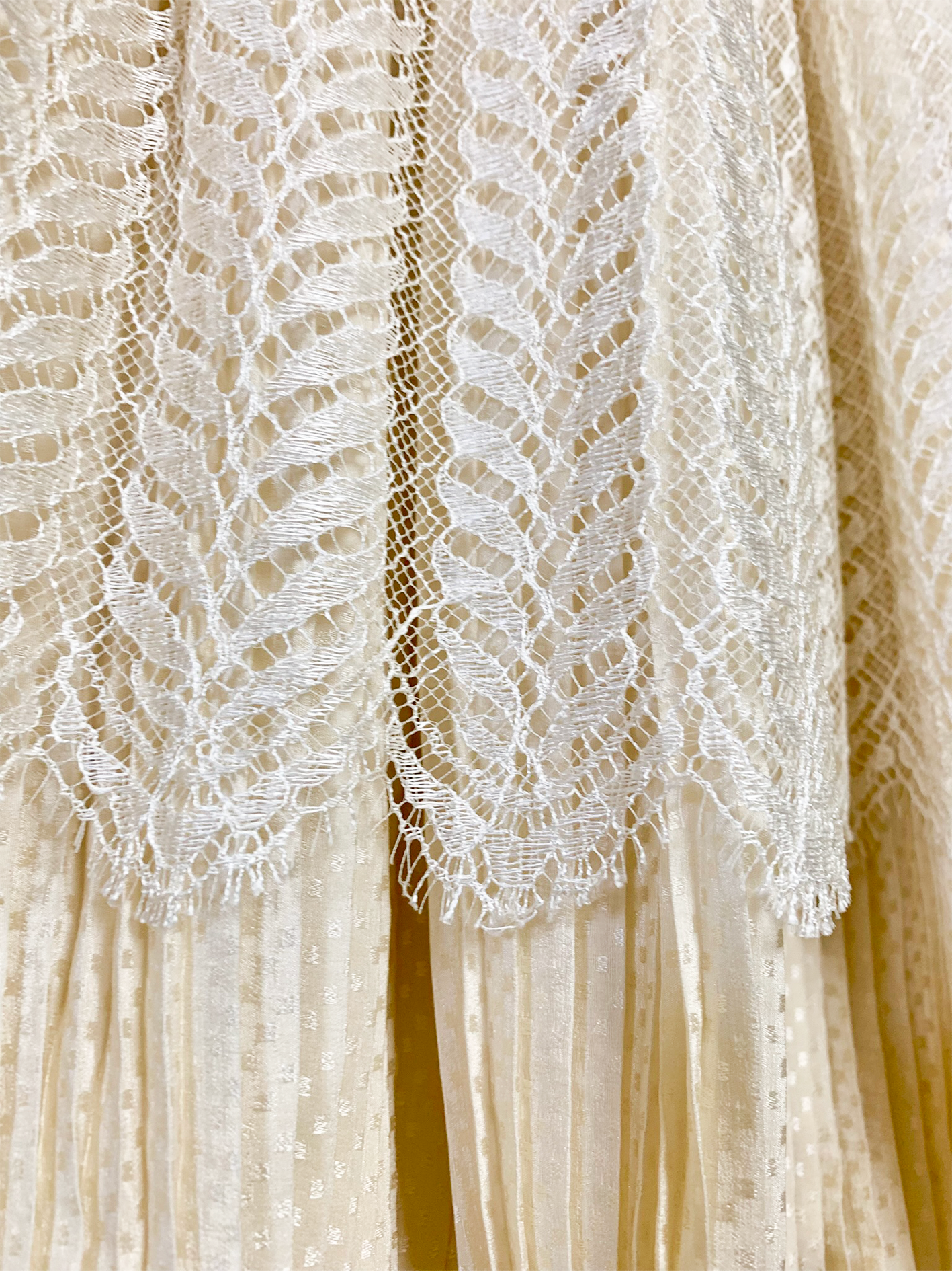 Robe midi bohème crème 100% soie vintage Ted Lapidus