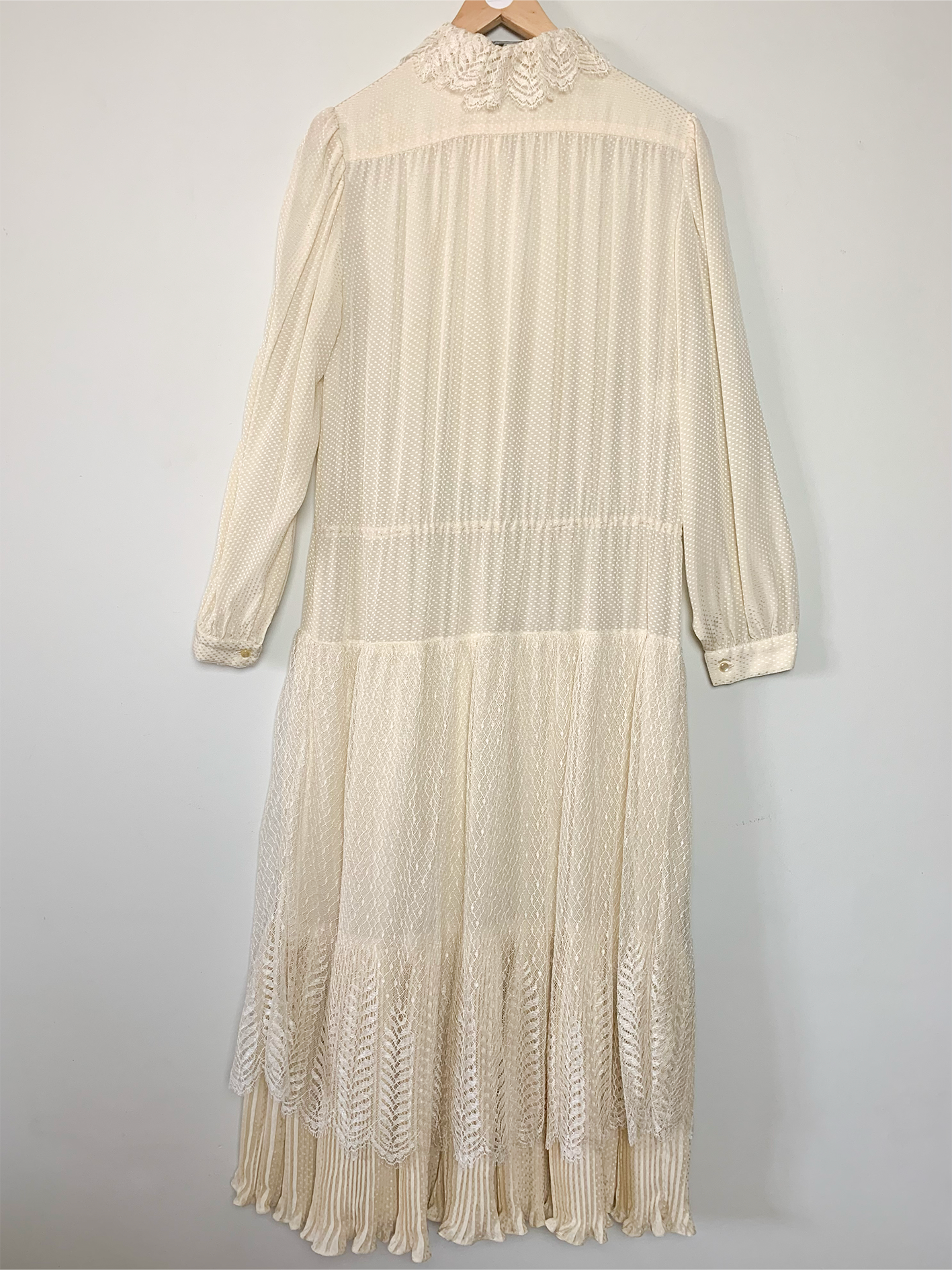 Robe midi bohème crème 100% soie vintage Ted Lapidus