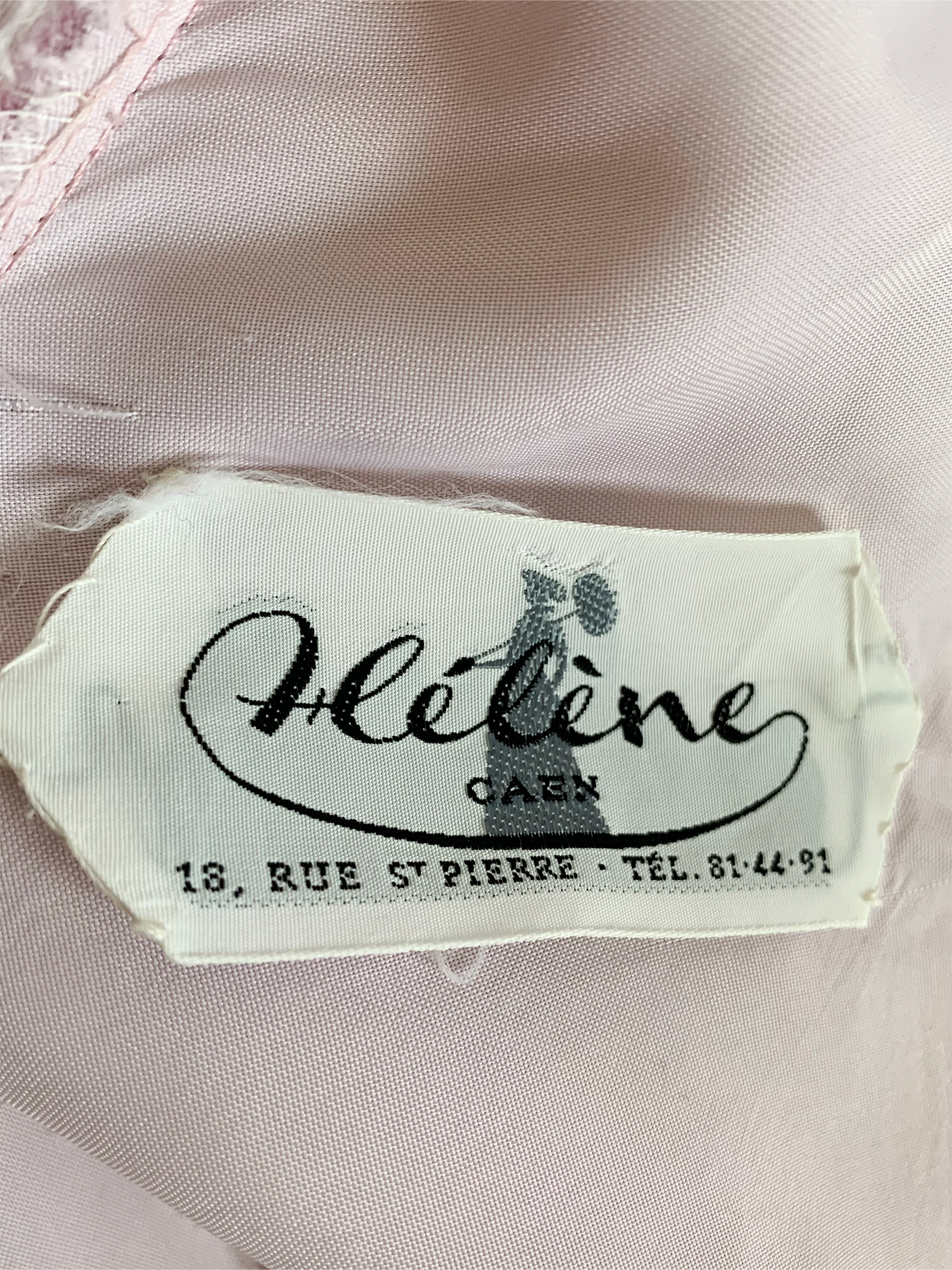 Robe longue en voile rayée rose lila vintage
