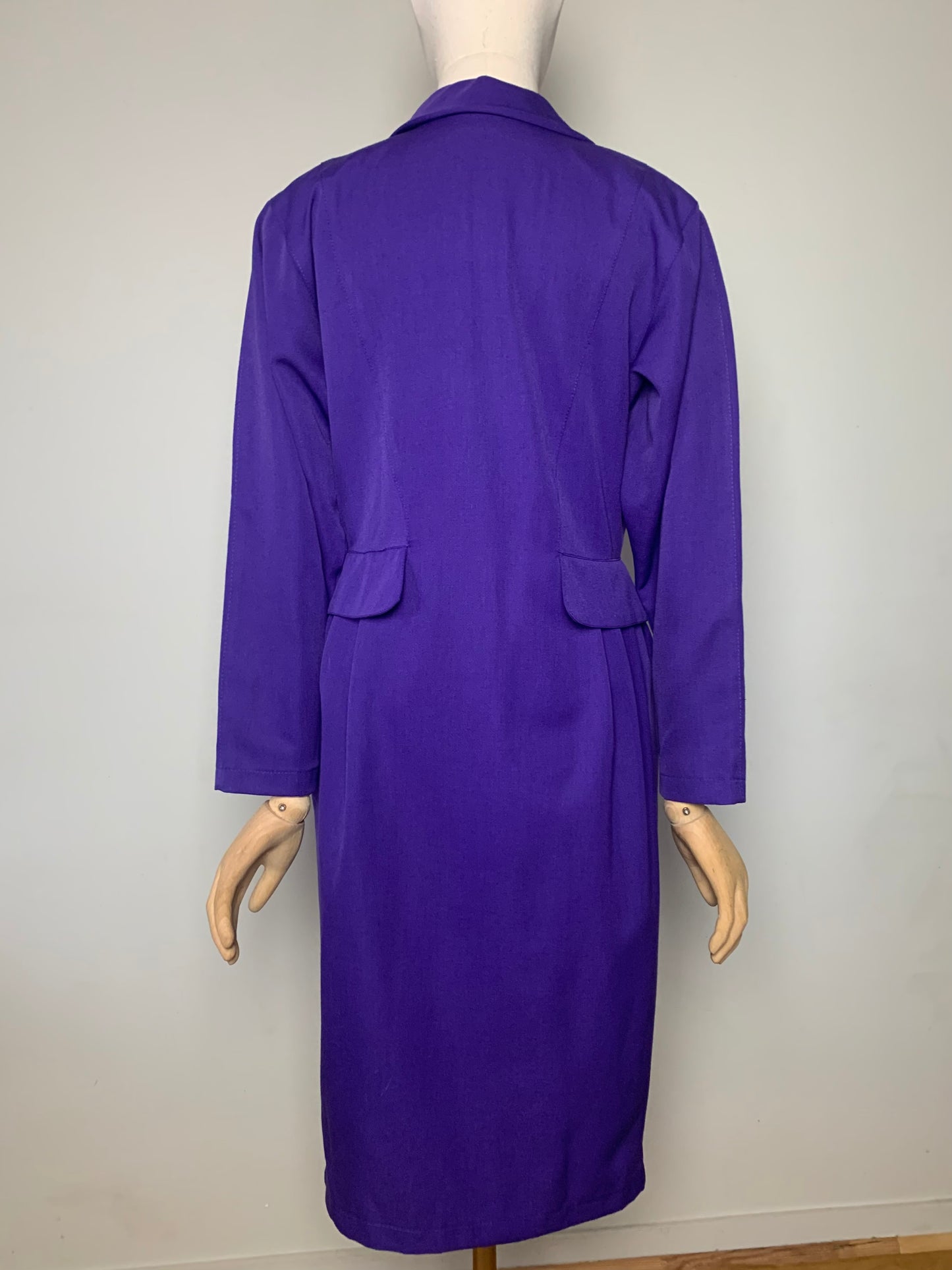 Robe Manteau Vintage Années 80 en Laine Mélangée - Violet - T. 38/40