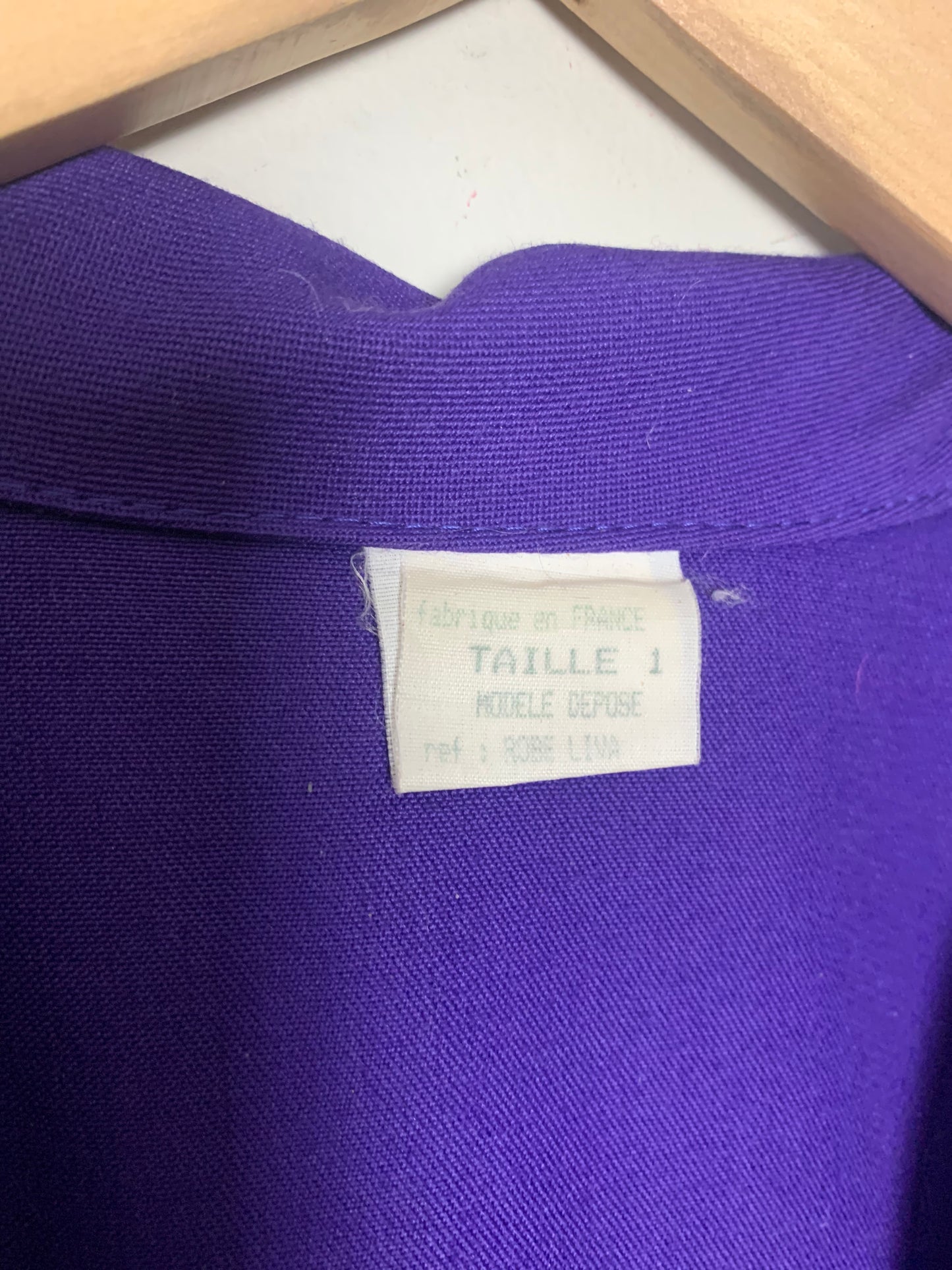 Robe Manteau Vintage Années 80 en Laine Mélangée - Violet - T. 38/40