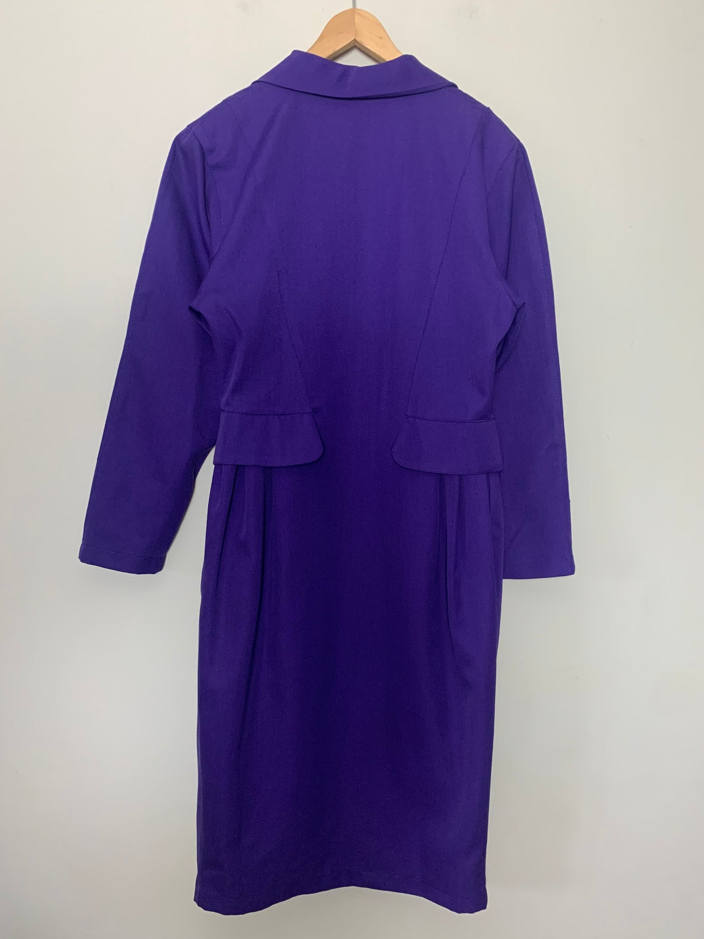 Robe Manteau Vintage Années 80 en Laine Mélangée - Violet - T. 38/40