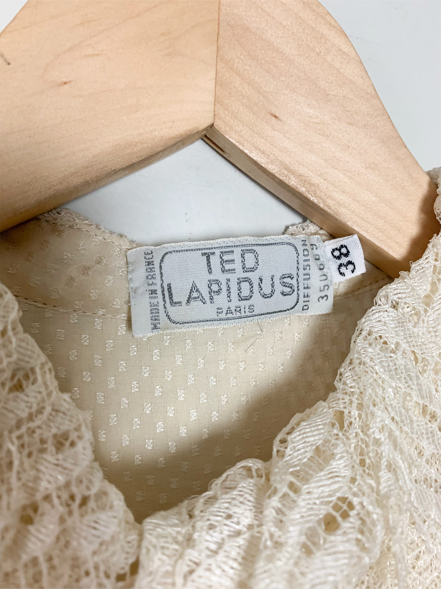 Robe midi bohème crème 100% soie vintage Ted Lapidus