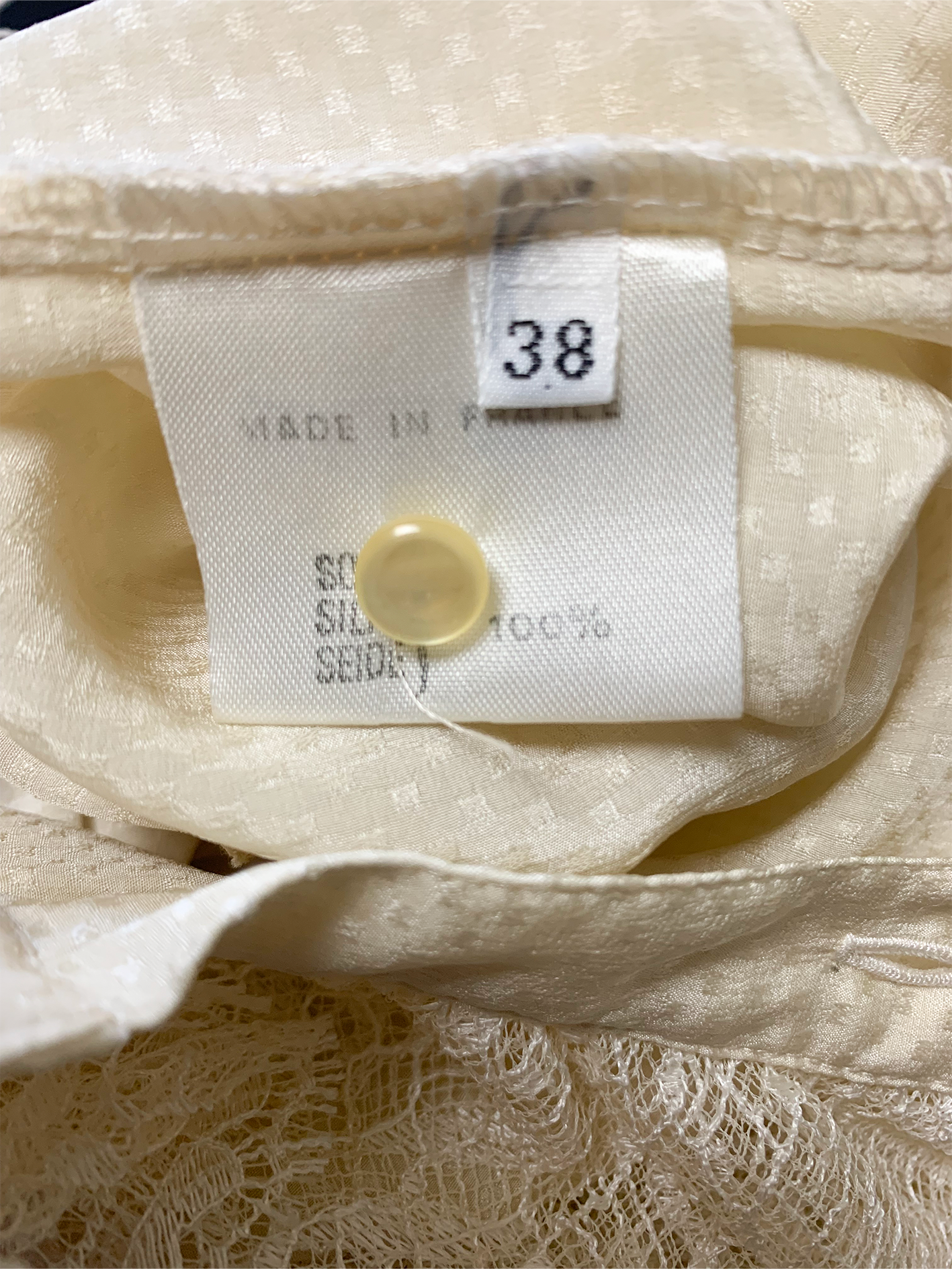 Robe midi bohème crème 100% soie vintage Ted Lapidus