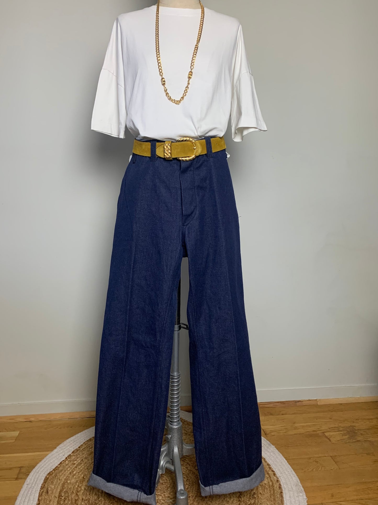 Jean femme indigo workwear utility vintage