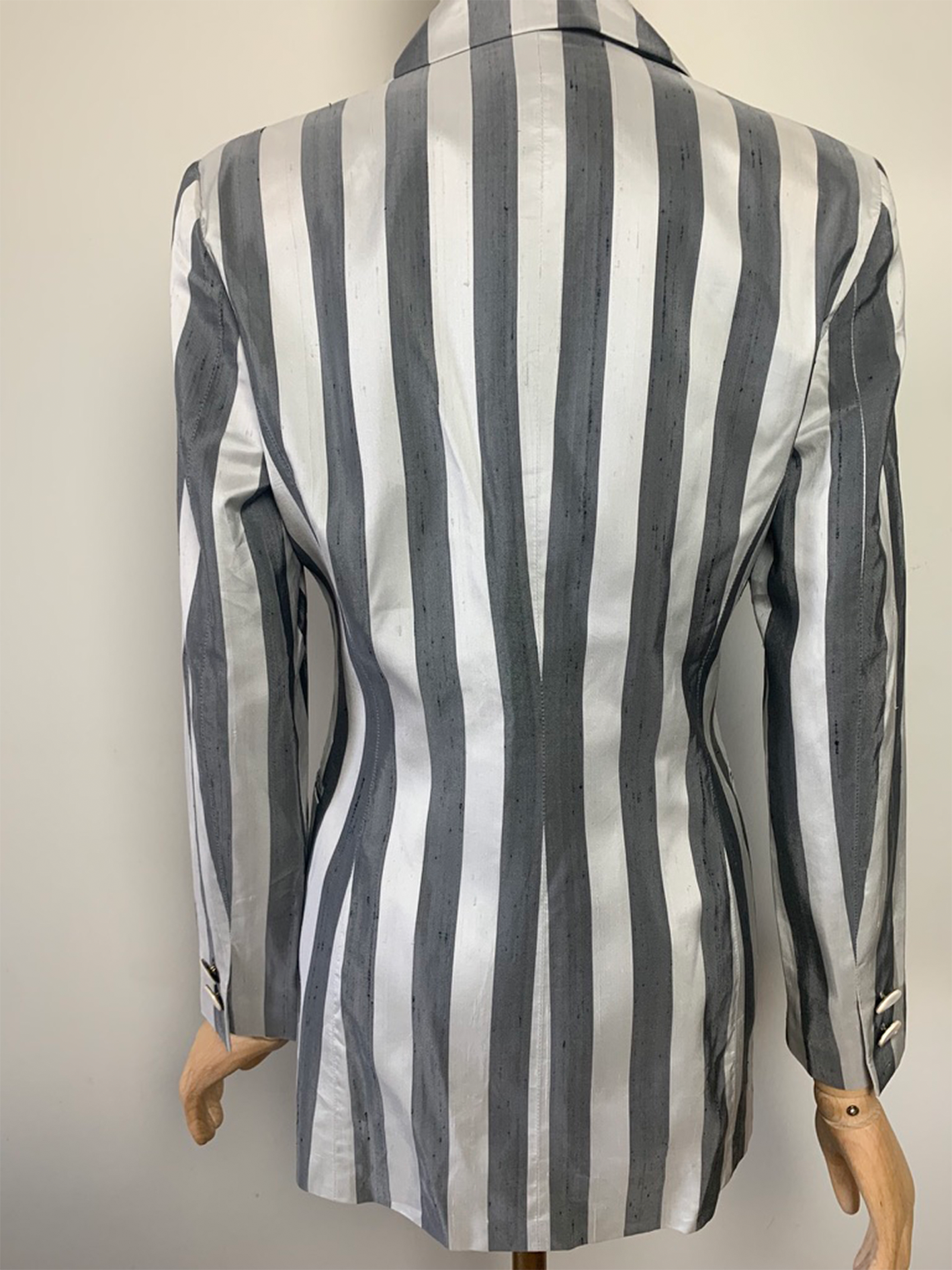 Veste rayée grise en mélange soie Gianfranco Ferre