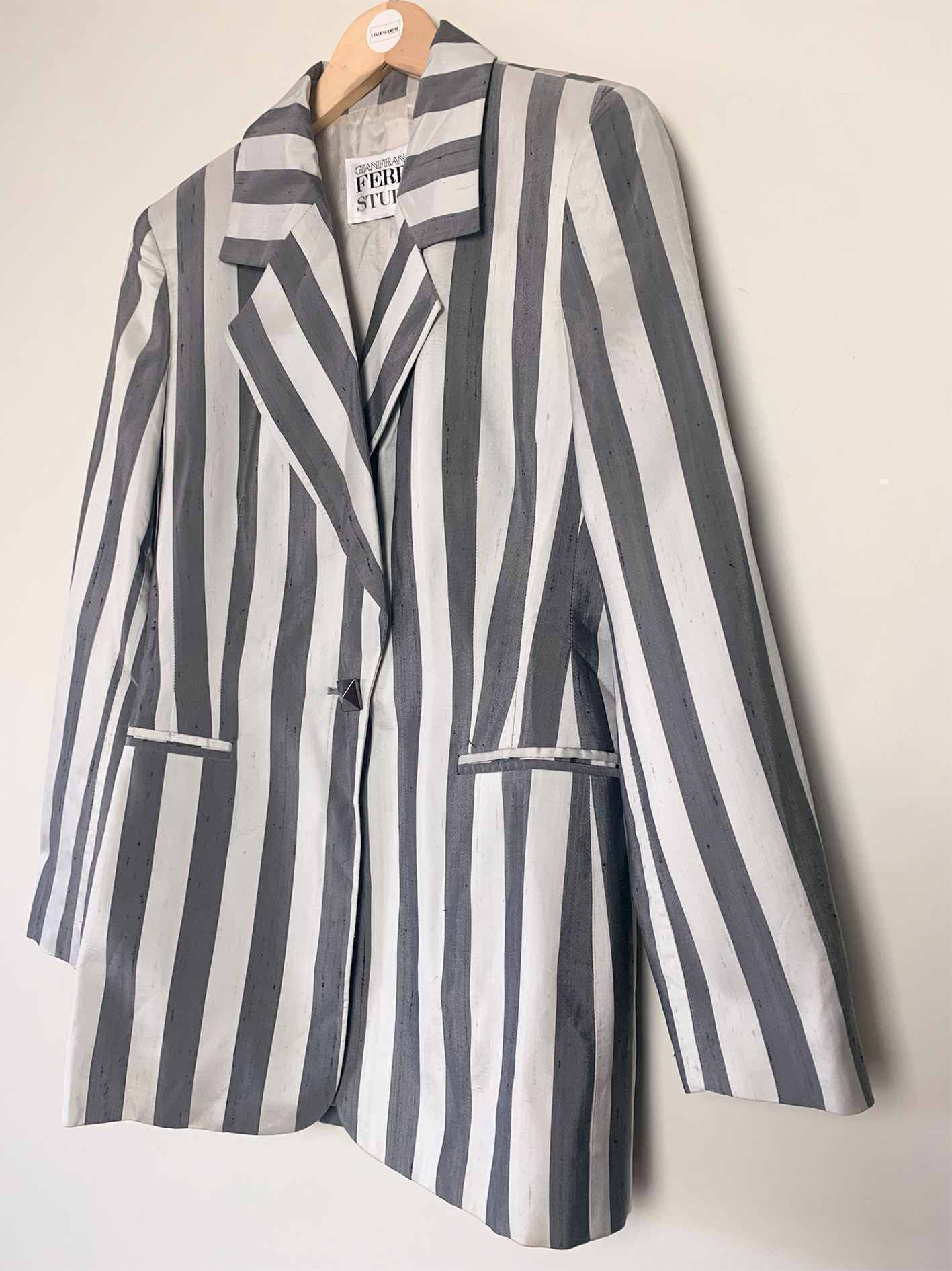 Veste rayée grise en mélange soie Gianfranco Ferre