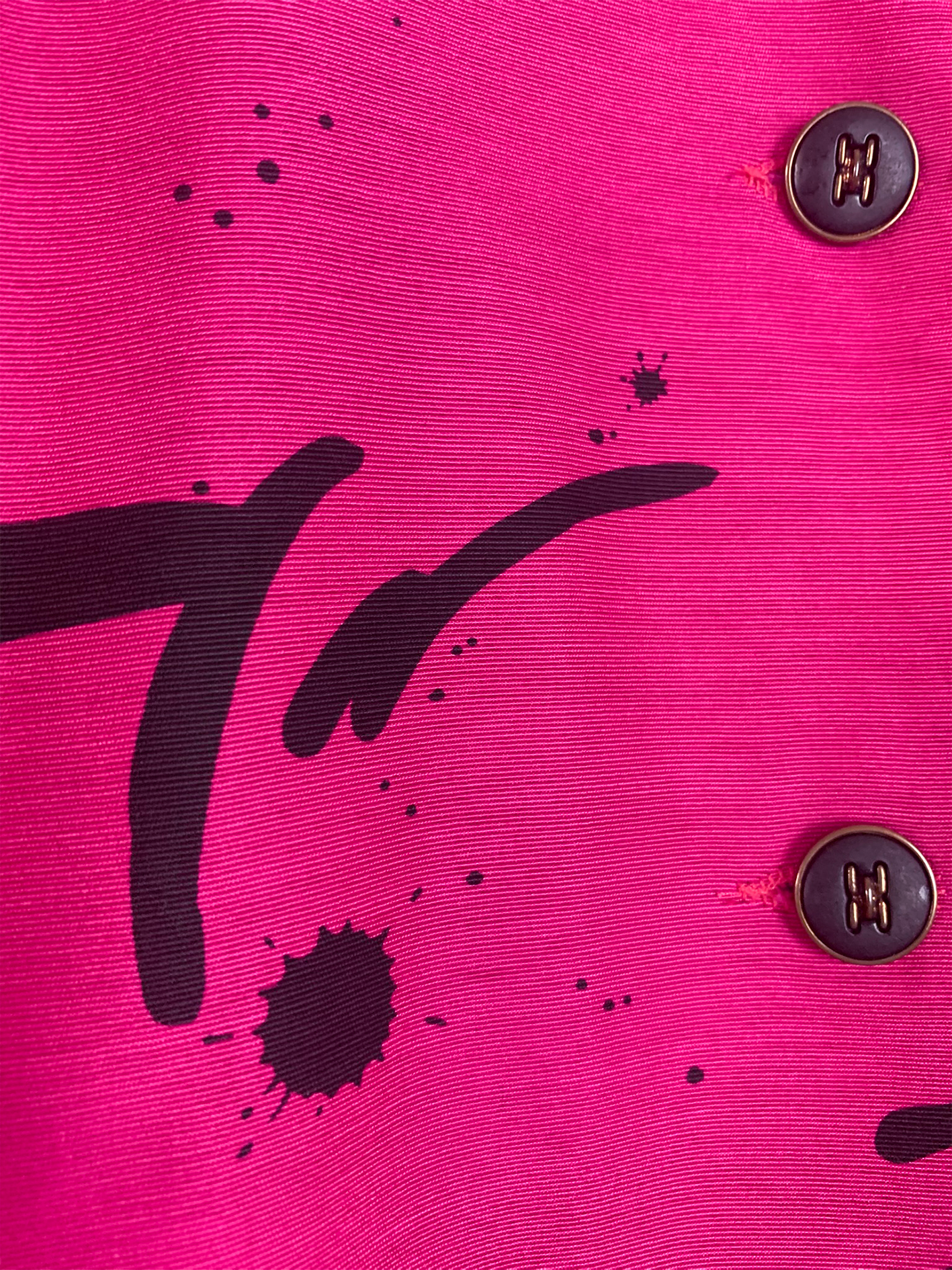 Veste rose à basque à imprimés noirs vintage