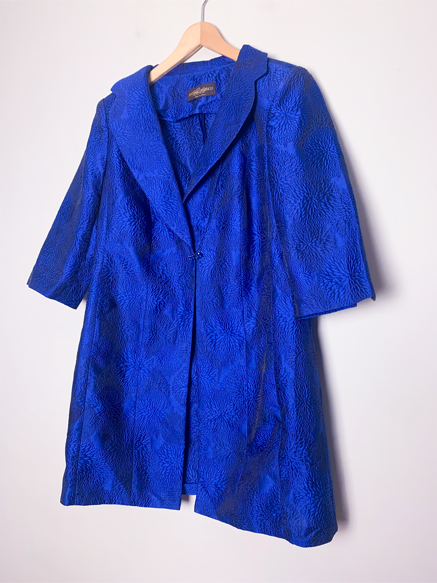 Veste légère chic bleue manches ¾ mélange soie Antonio D’Errico