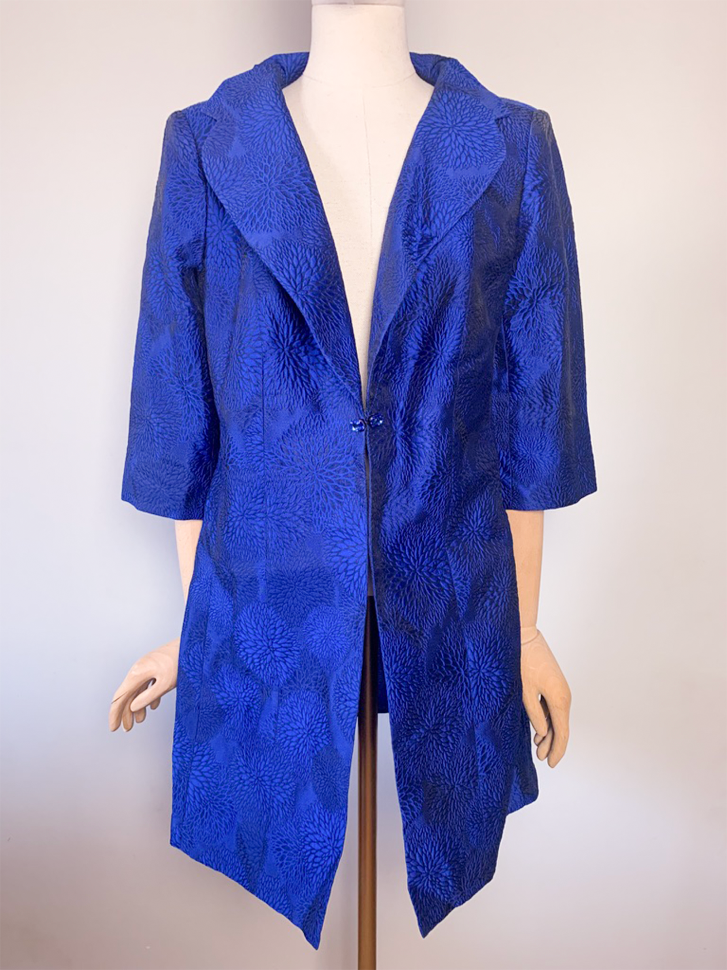 Veste légère chic bleue manches ¾ mélange soie Antonio D’Errico